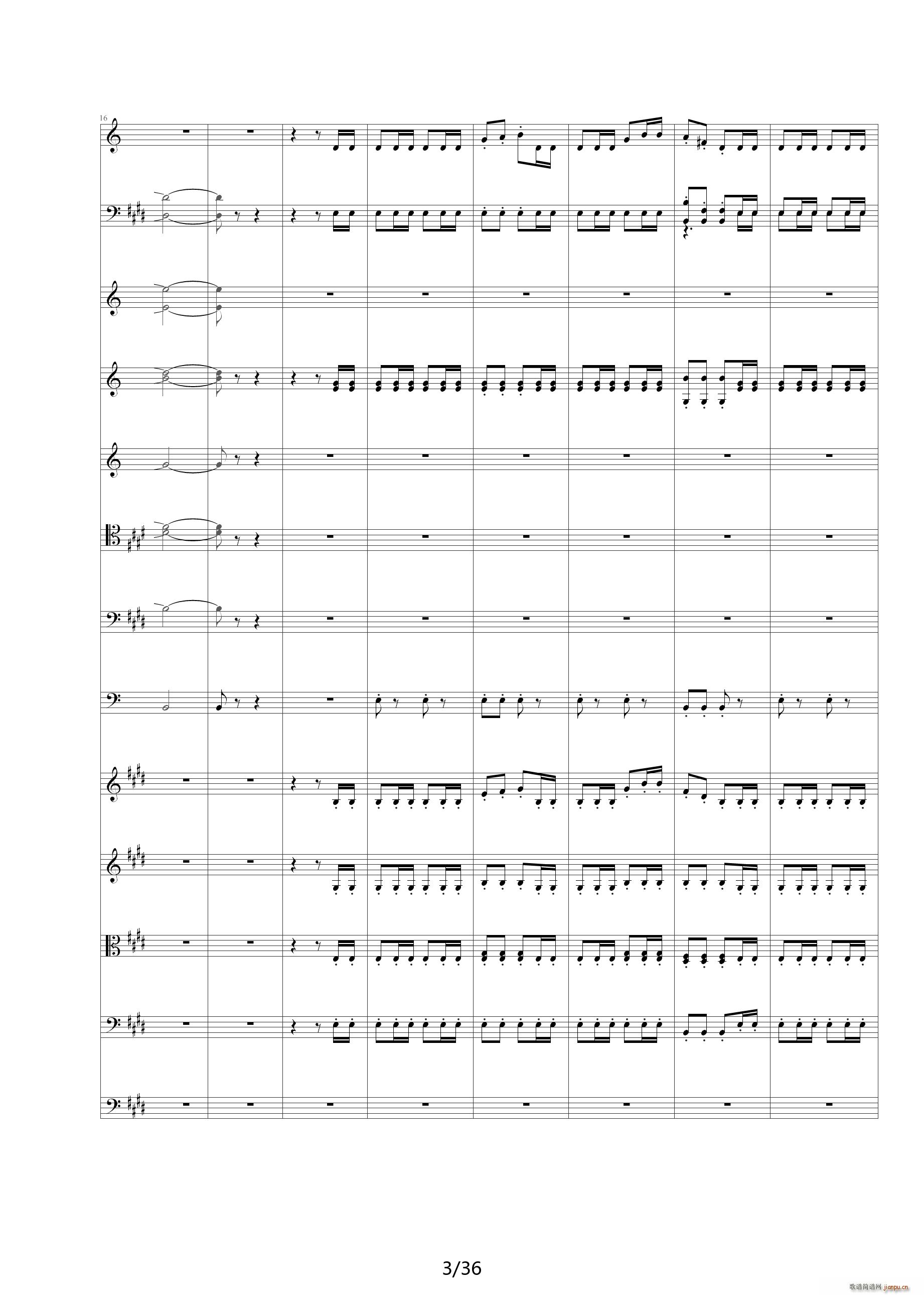 威廉退尔序曲原版扒谱 E调(钢琴谱)3