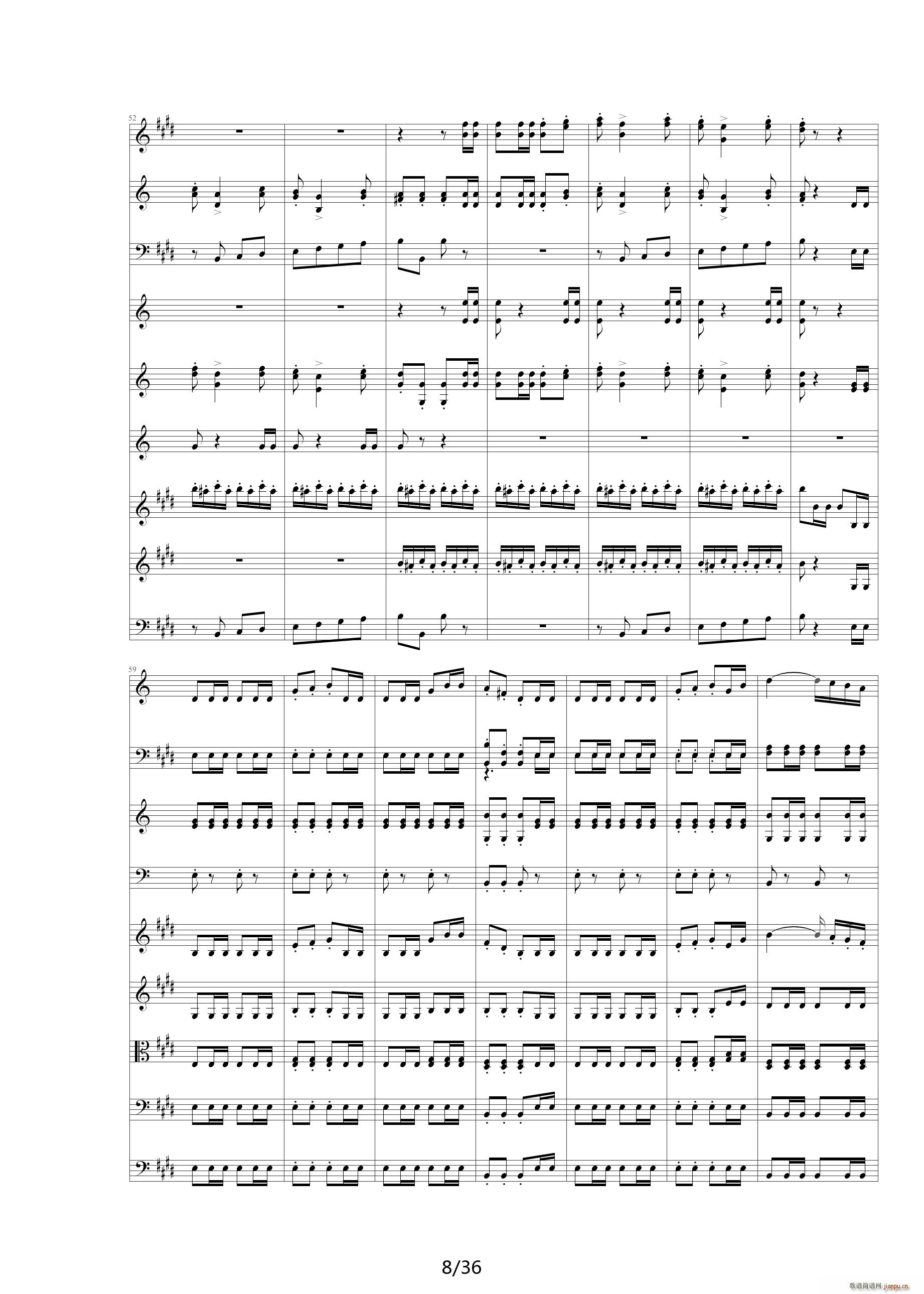 威廉退尔序曲原版扒谱 E调(钢琴谱)8