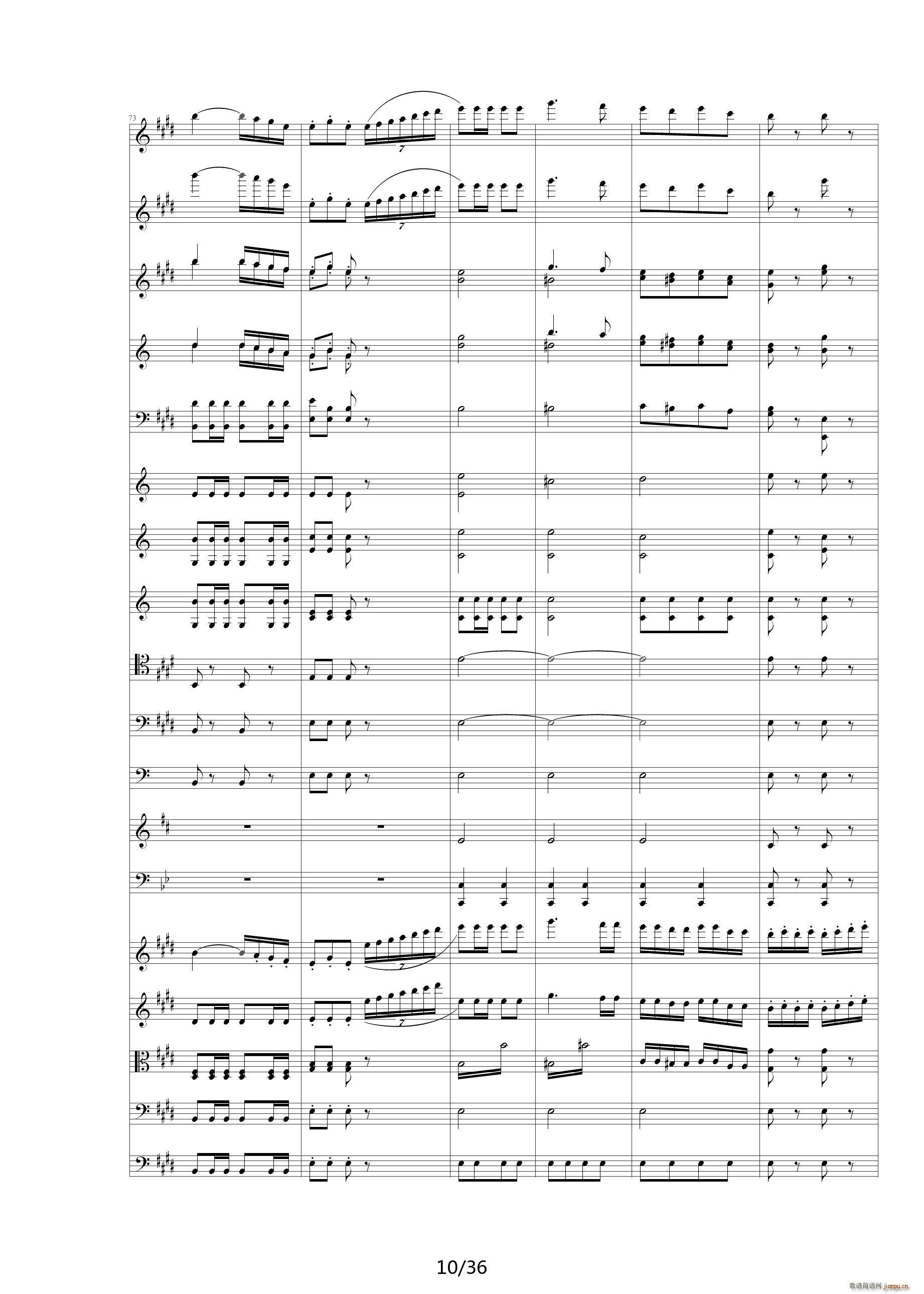 威廉退尔序曲原版扒谱 E调(钢琴谱)10