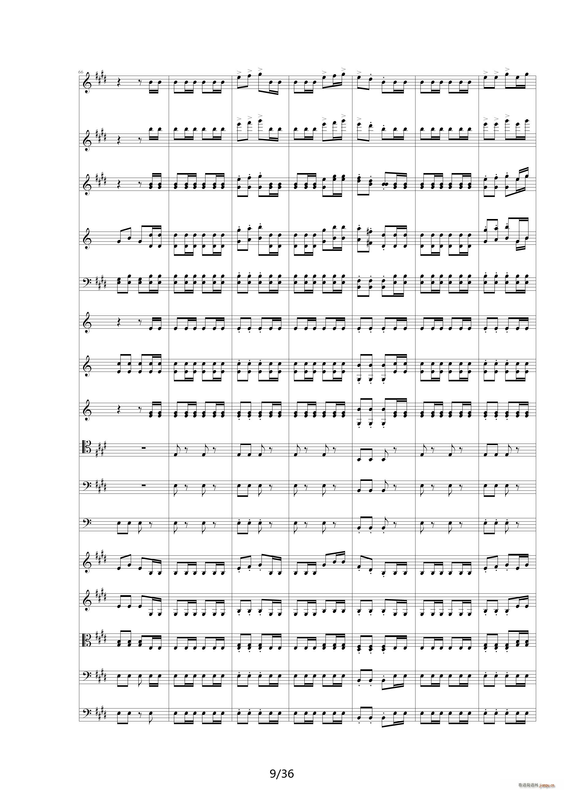 威廉退尔序曲原版扒谱 E调(钢琴谱)9