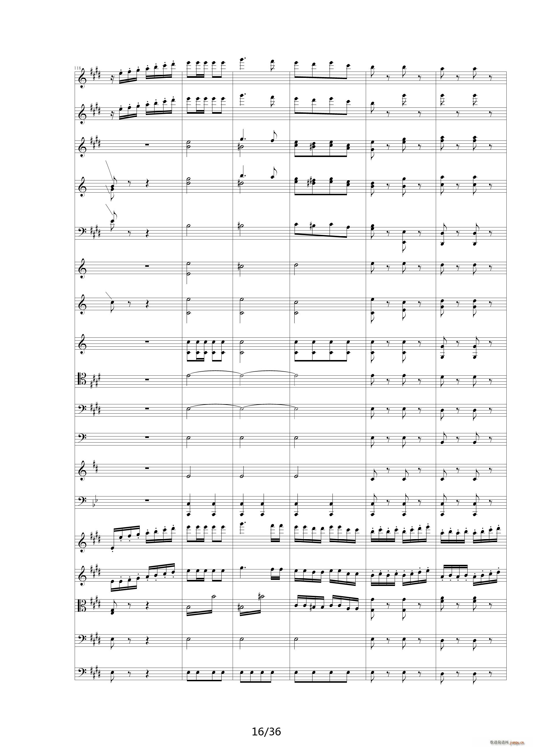 威廉退尔序曲原版扒谱 E调(钢琴谱)16