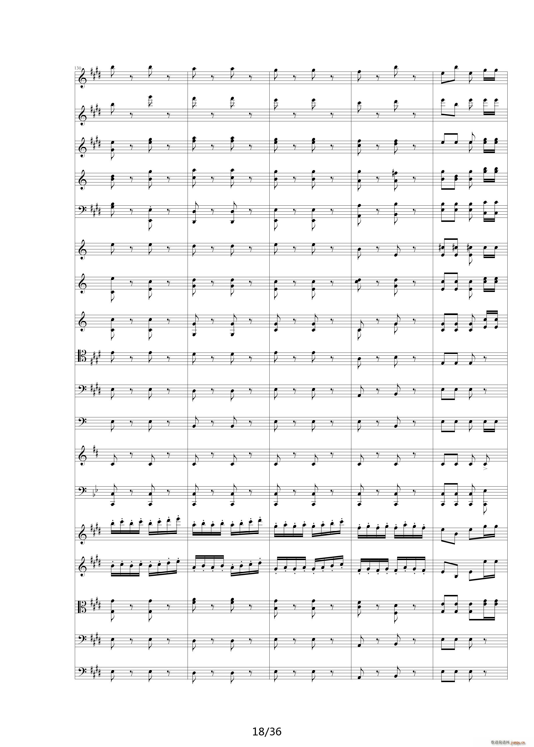 威廉退尔序曲原版扒谱 E调(钢琴谱)18