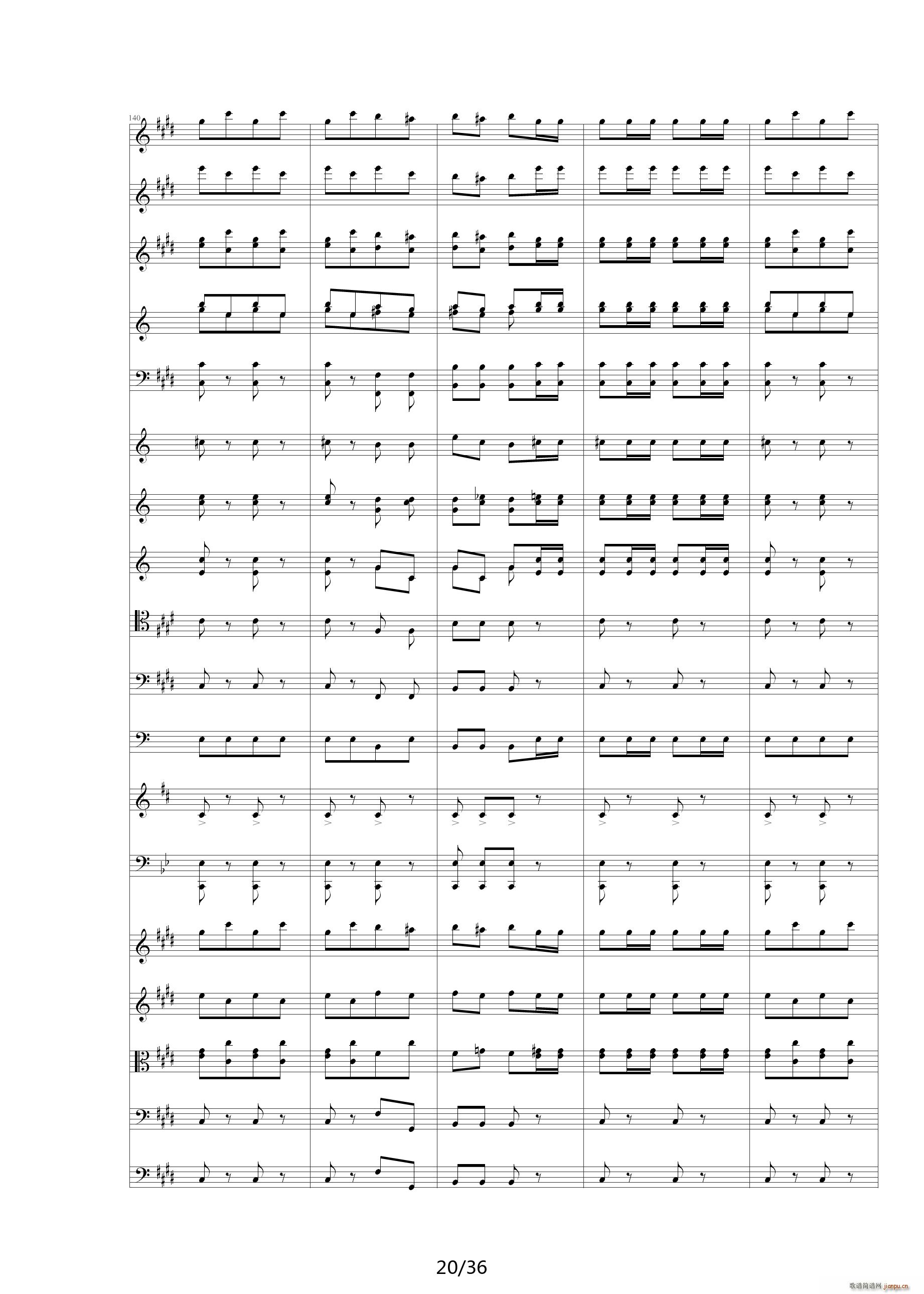 威廉退尔序曲原版扒谱 E调(钢琴谱)20