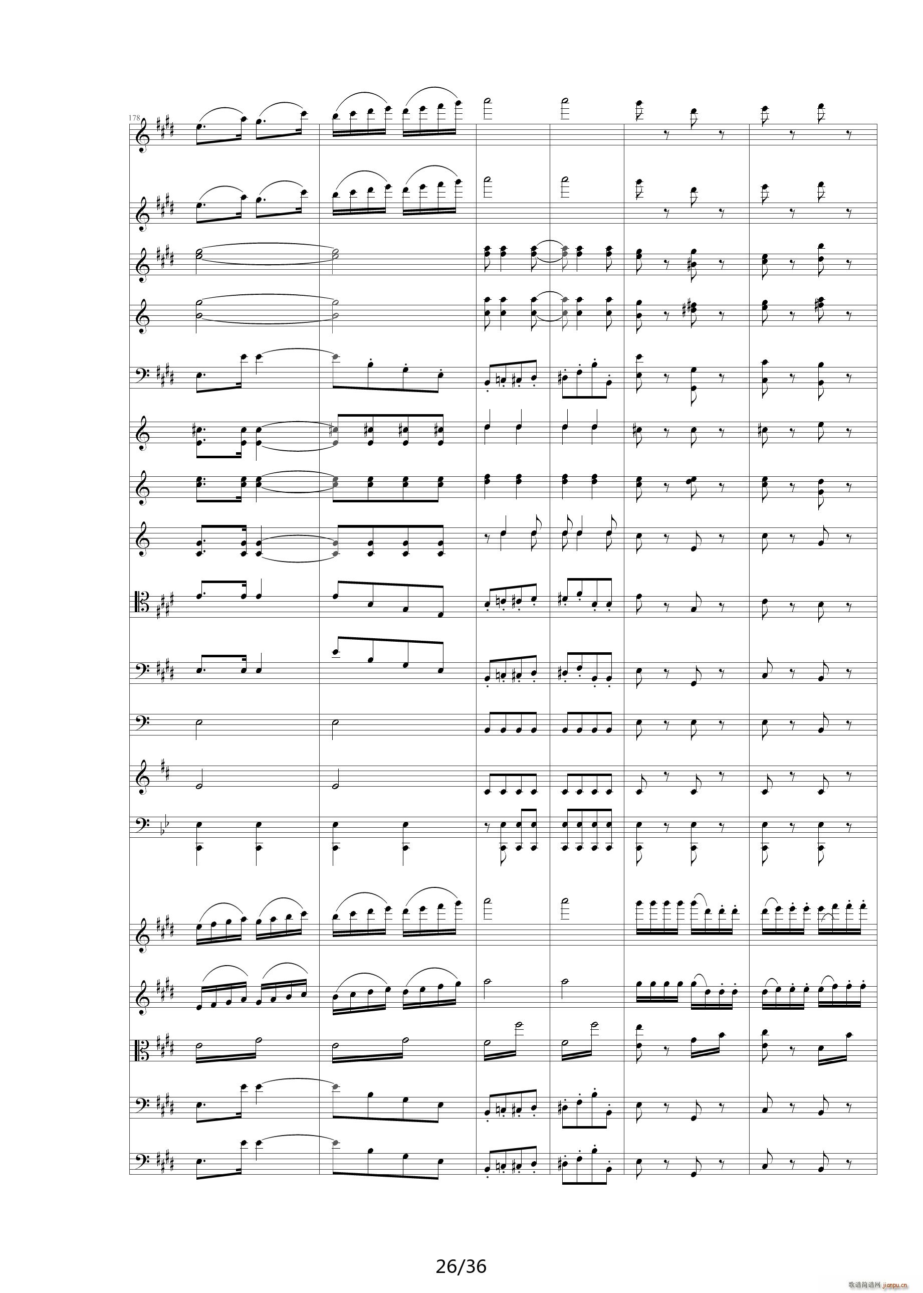 威廉退尔序曲原版扒谱 E调(钢琴谱)26