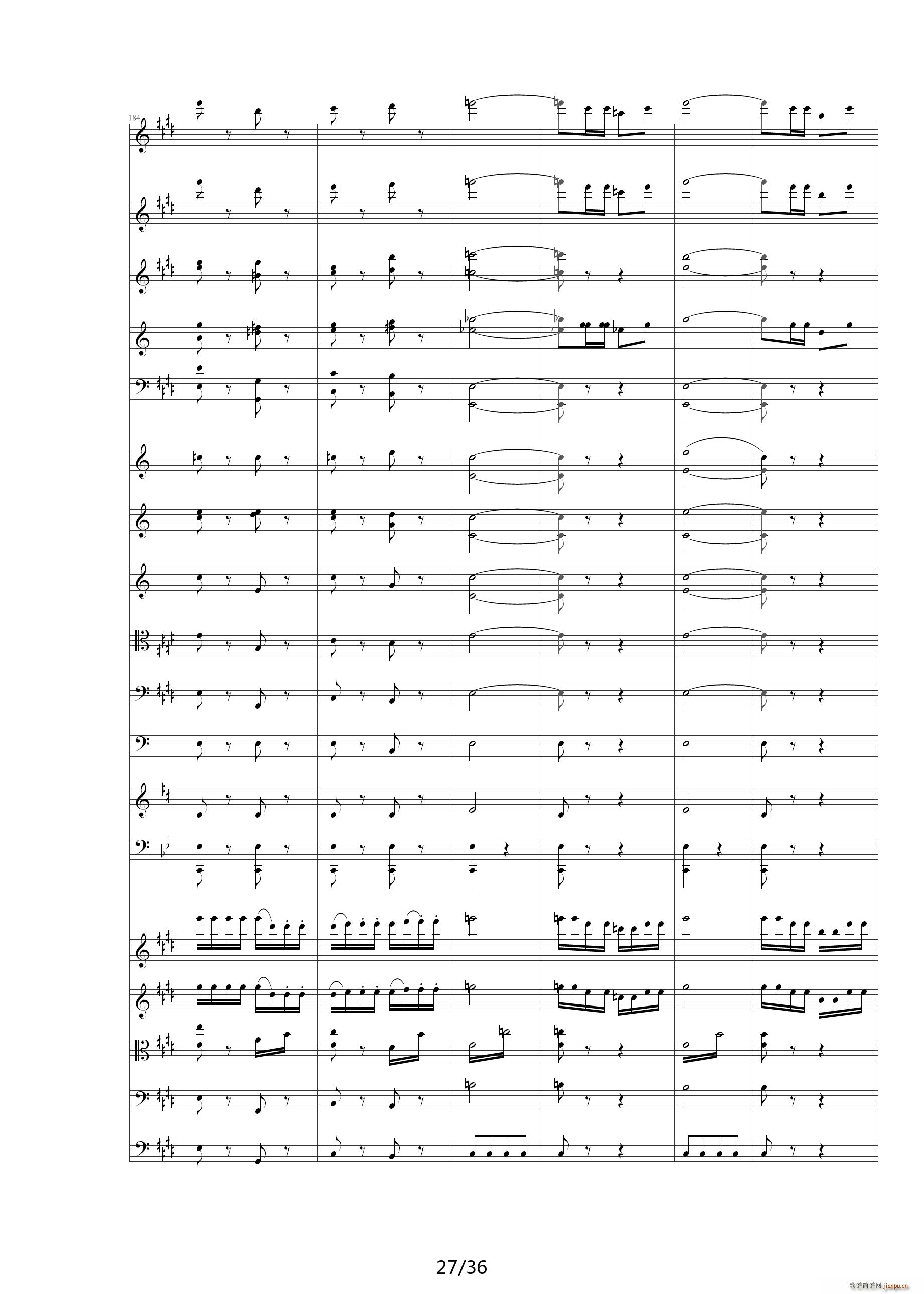 威廉退尔序曲原版扒谱 E调(钢琴谱)27