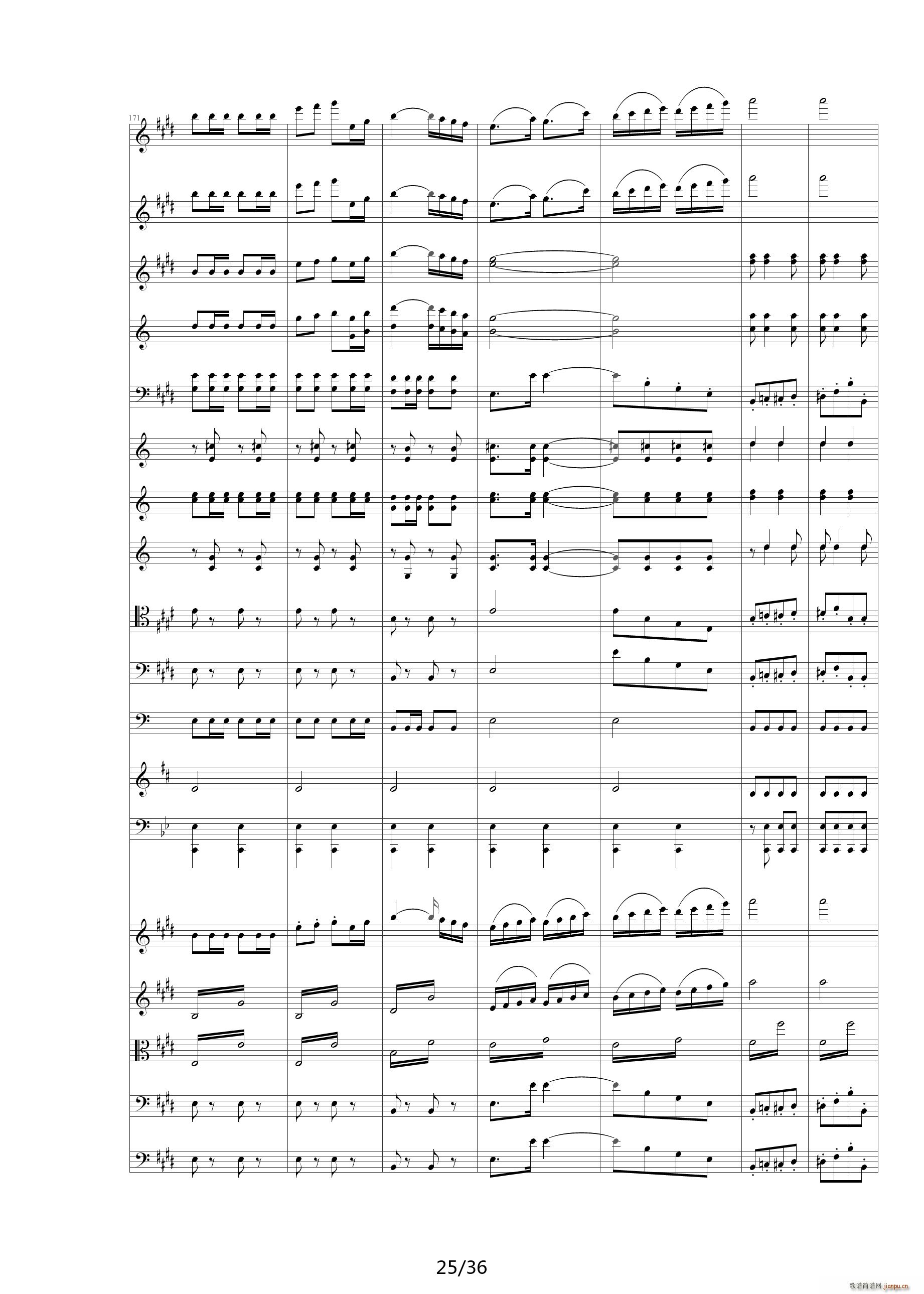 威廉退尔序曲原版扒谱 E调(钢琴谱)25