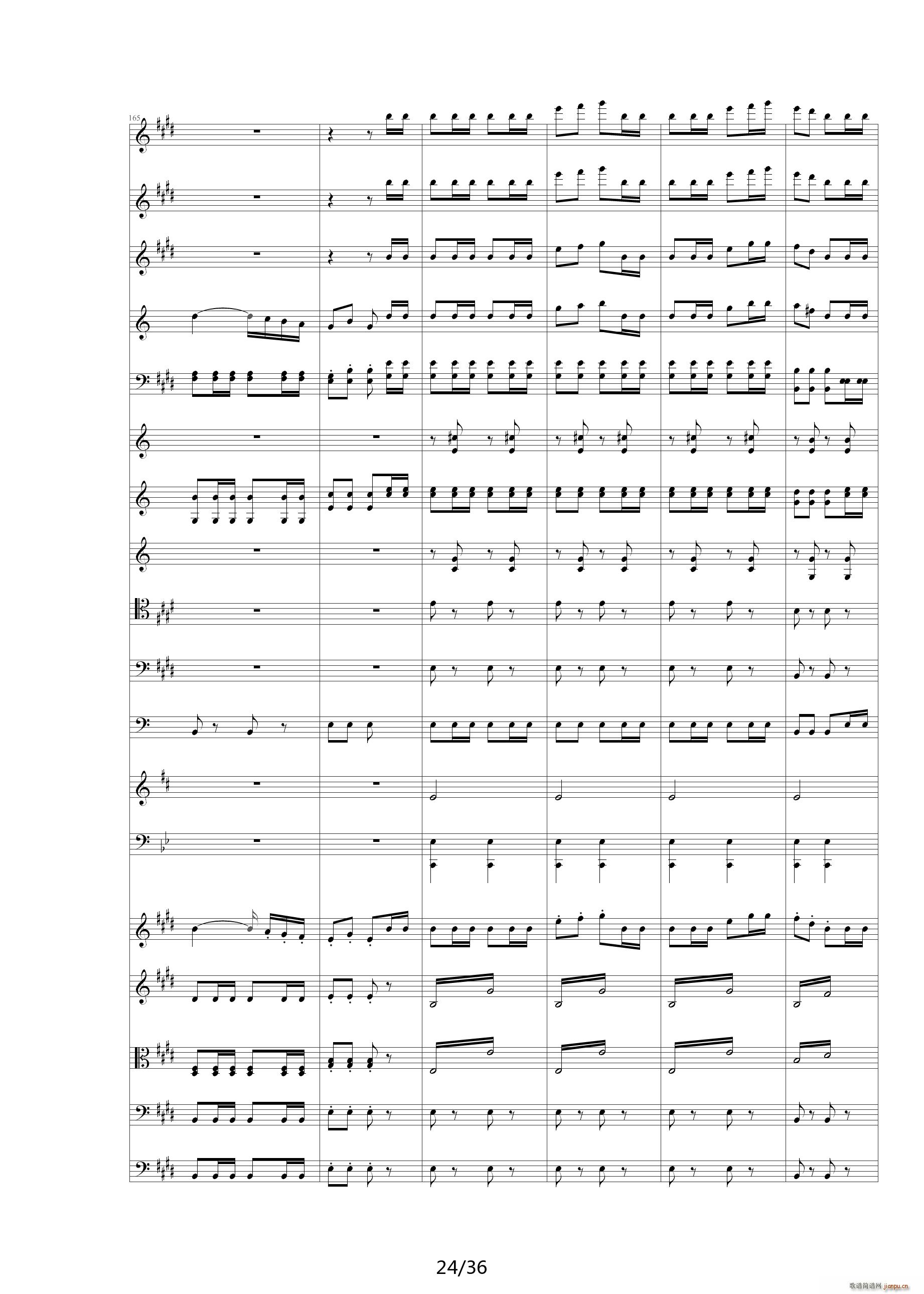 威廉退尔序曲原版扒谱 E调(钢琴谱)24