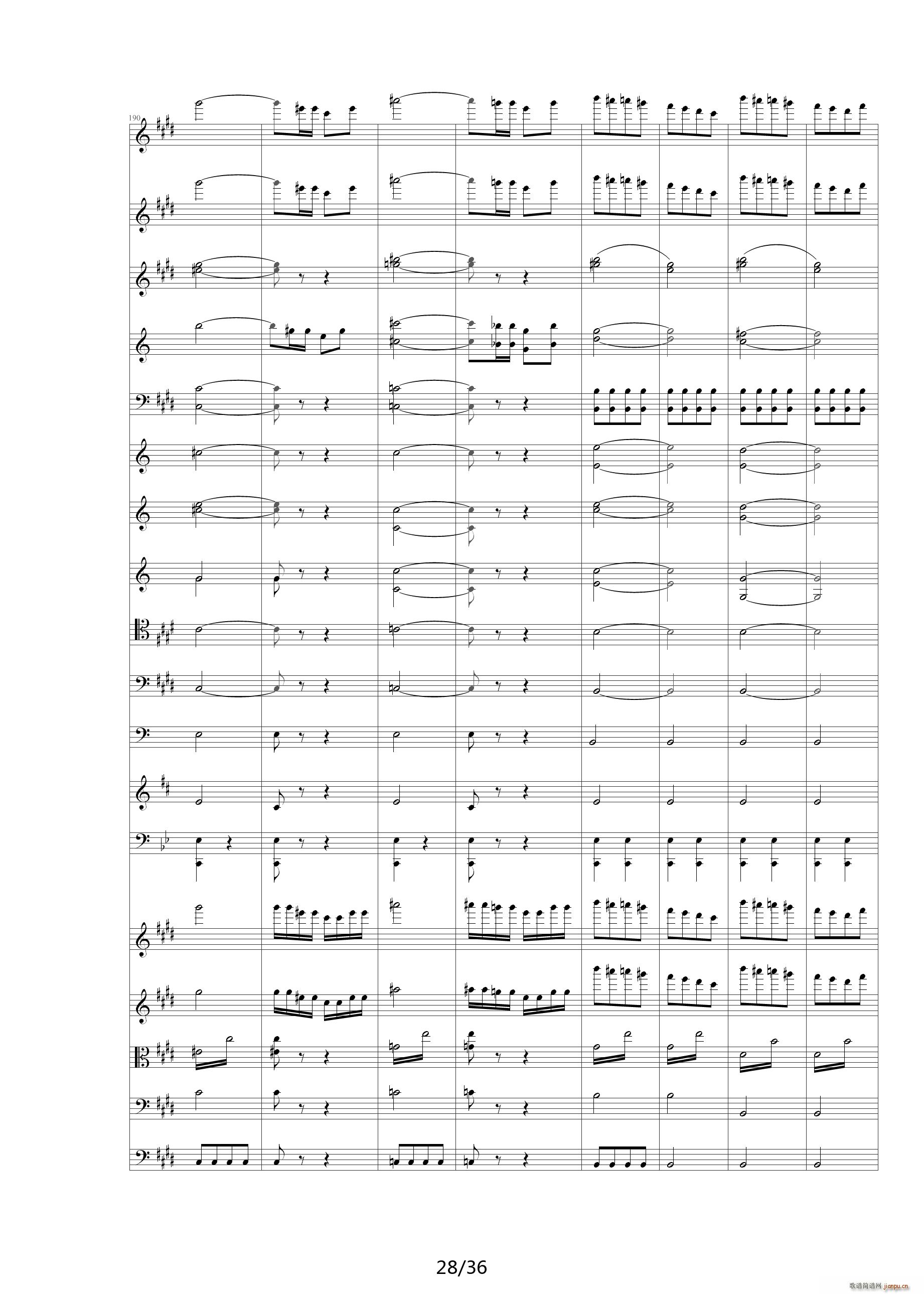 威廉退尔序曲原版扒谱 E调(钢琴谱)28