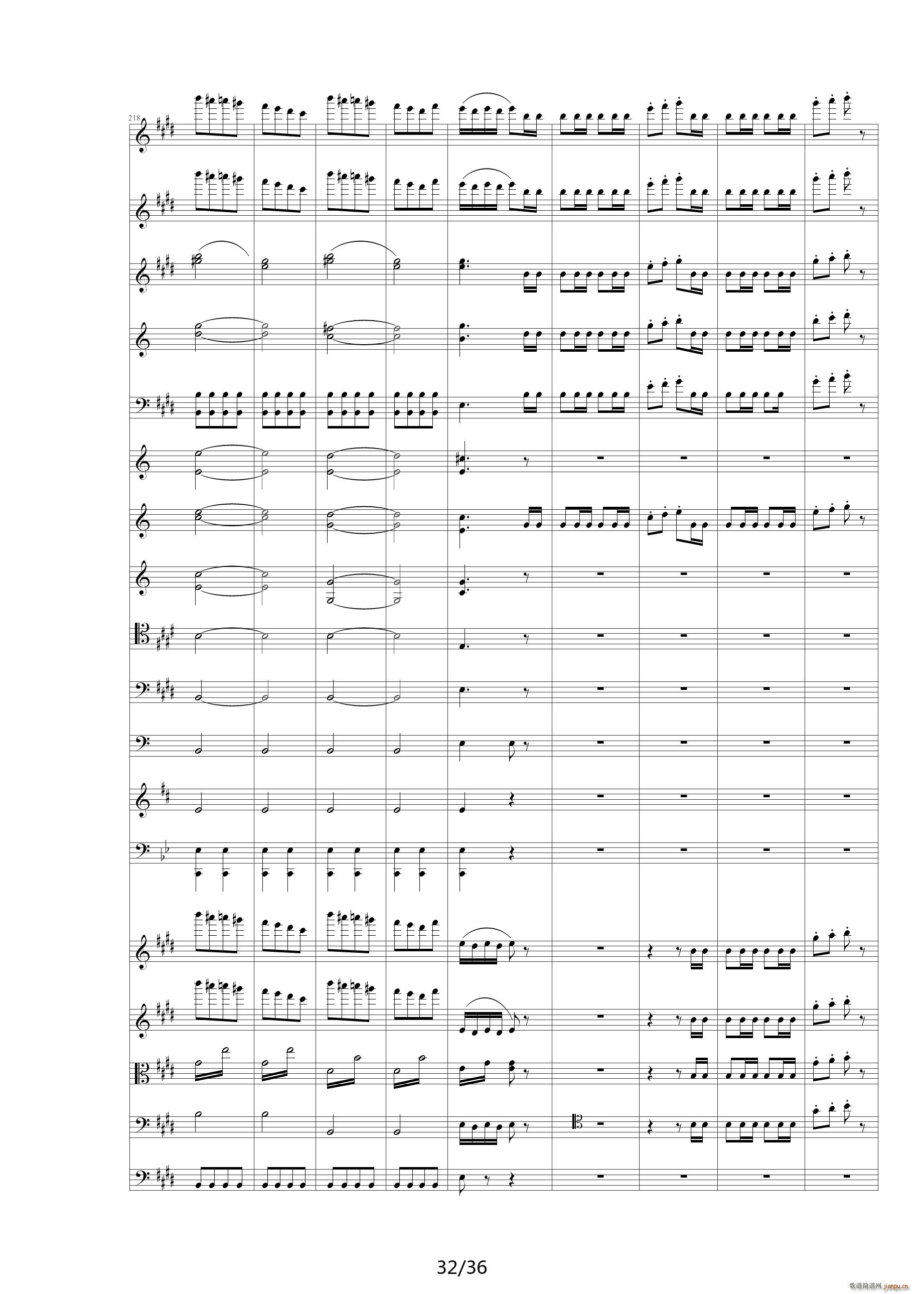 威廉退尔序曲原版扒谱 E调(钢琴谱)32