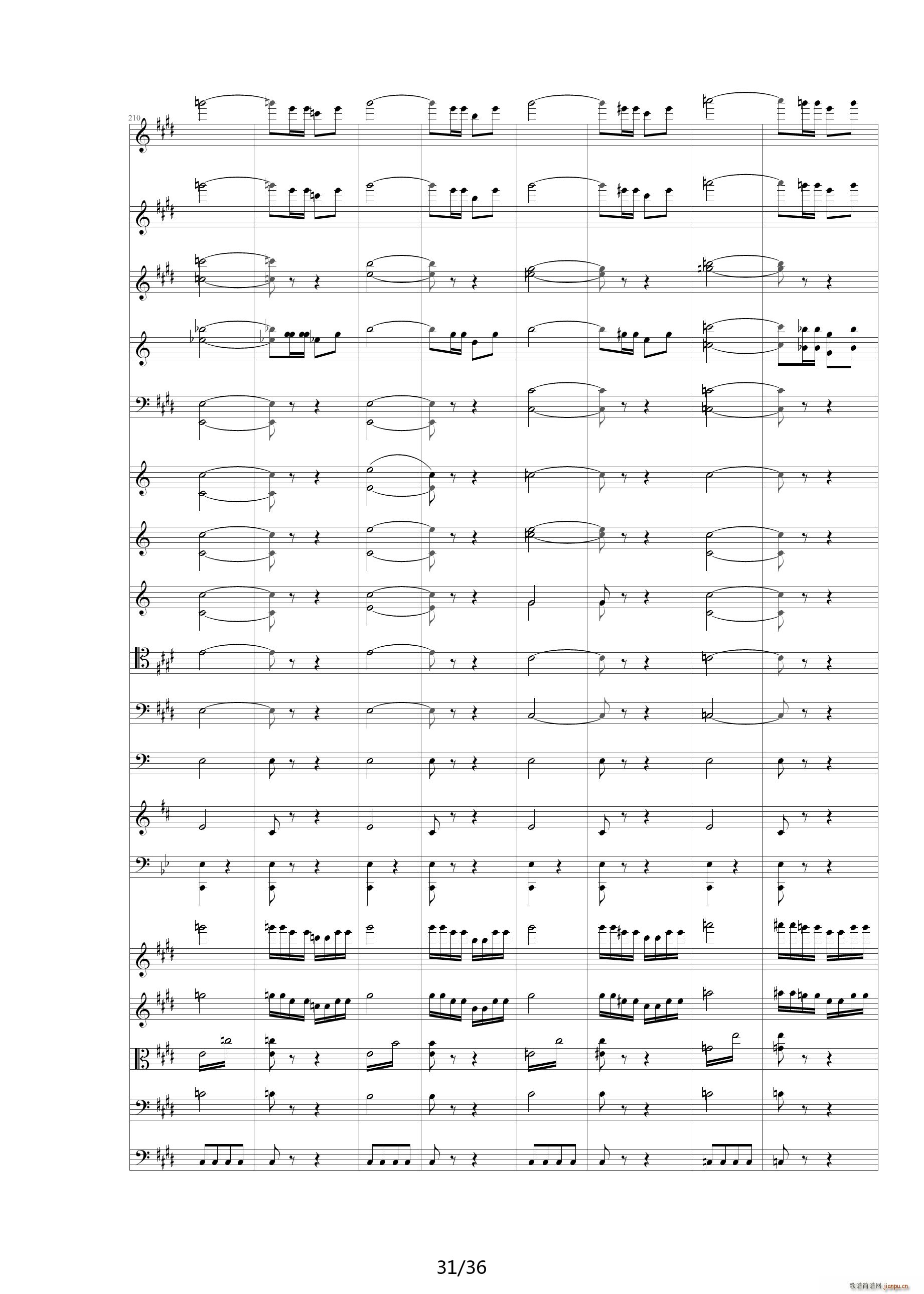 威廉退尔序曲原版扒谱 E调(钢琴谱)31