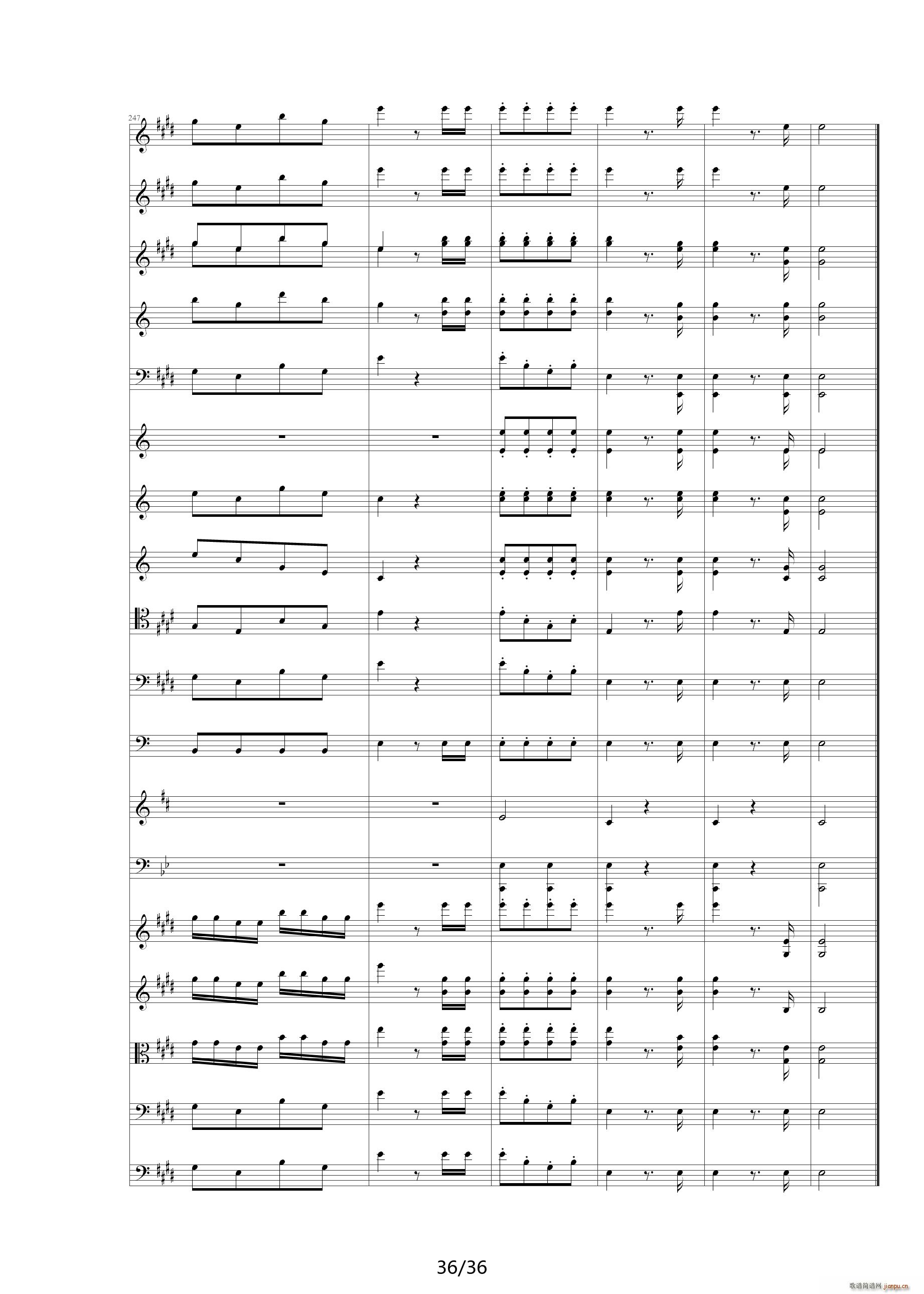 威廉退尔序曲原版扒谱 E调(钢琴谱)36