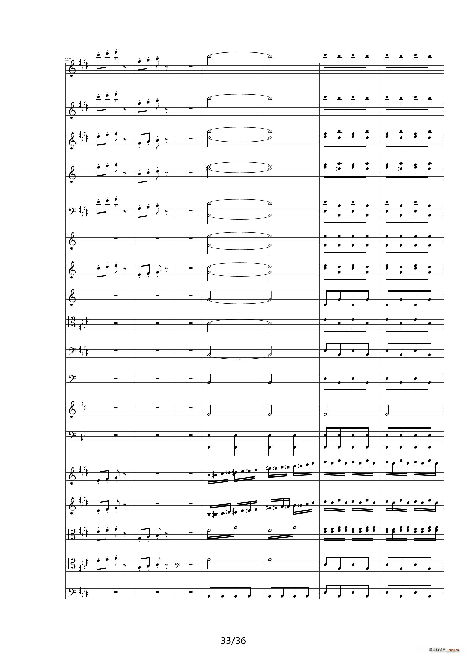 威廉退尔序曲原版扒谱 E调(钢琴谱)33