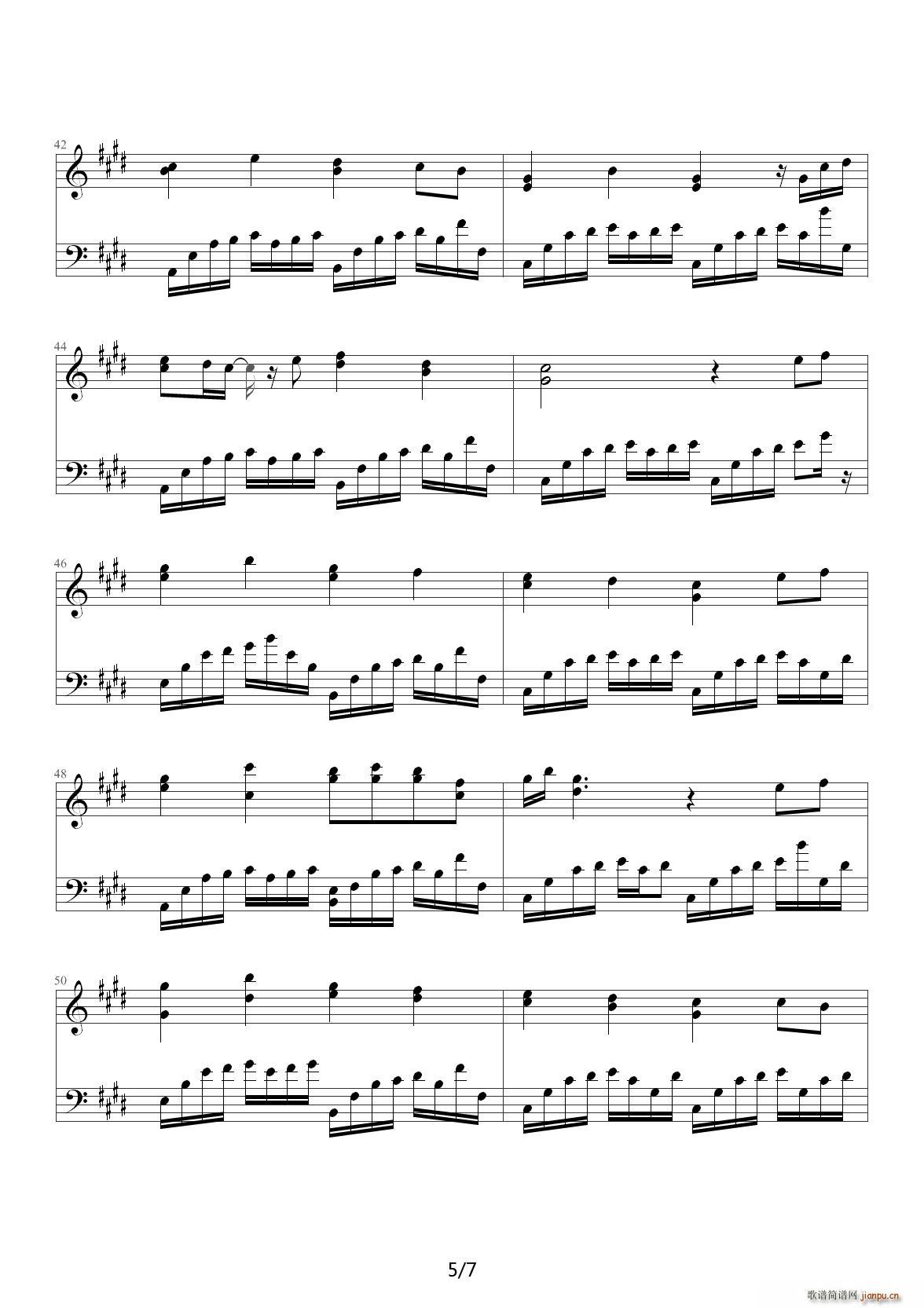 诛仙2 情醉 自创钢琴版 E调(钢琴谱)5