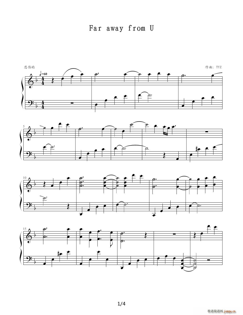 Far away from U F调(钢琴谱)1