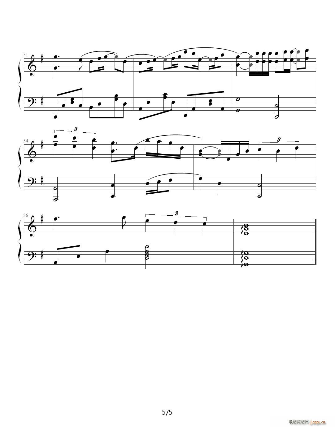 灰姑娘 G调(钢琴谱)5