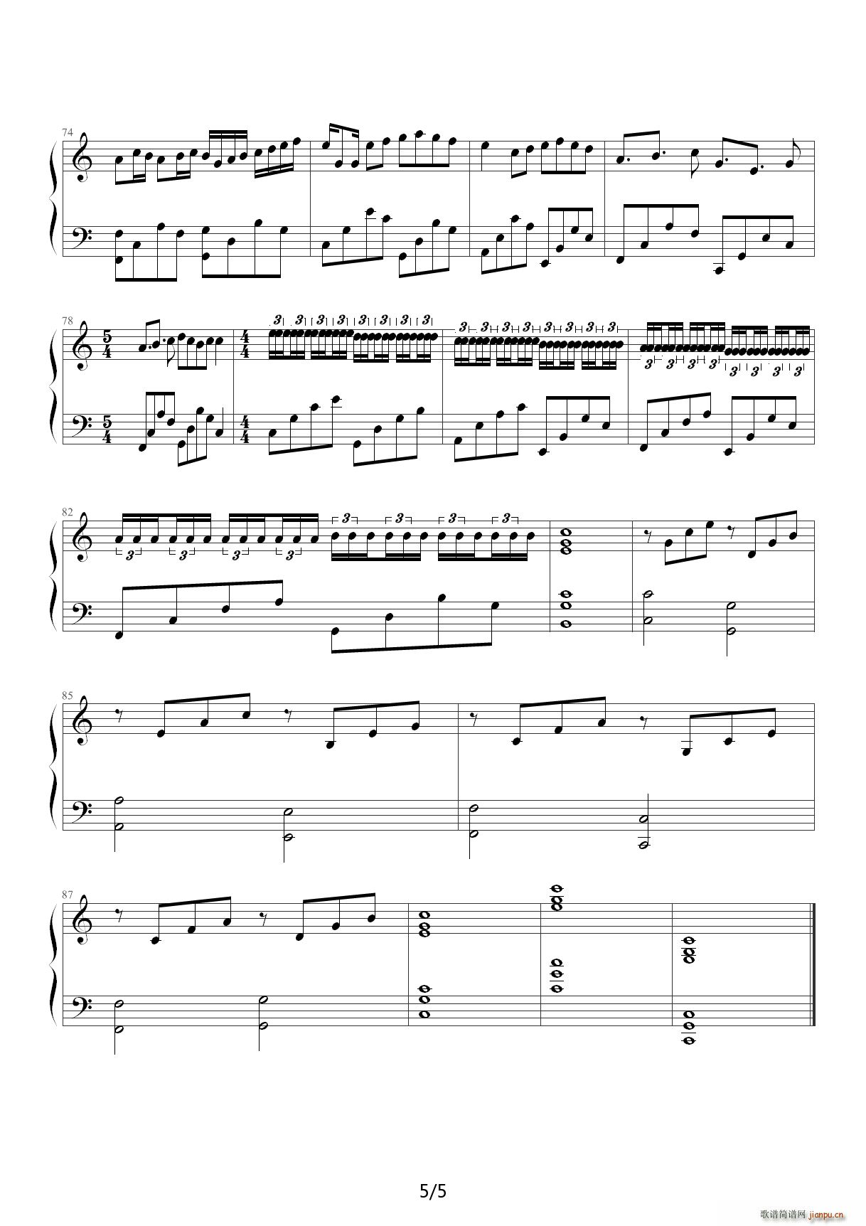 卡农 最有可能超越乔治温斯顿国产版 C调(钢琴谱)5