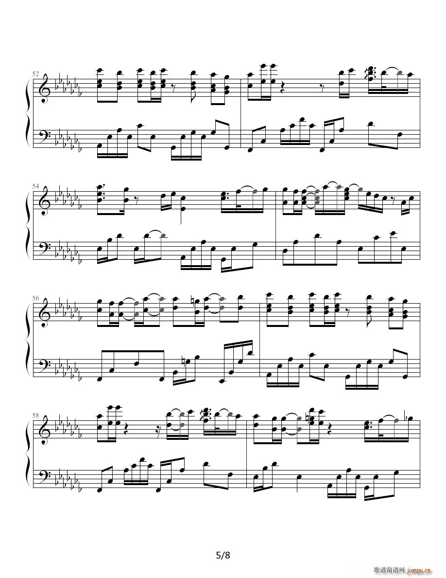 飘雪 韩剧 对不起我爱你 主题曲 陈冠宇钢琴独奏版 B调(钢琴谱)5