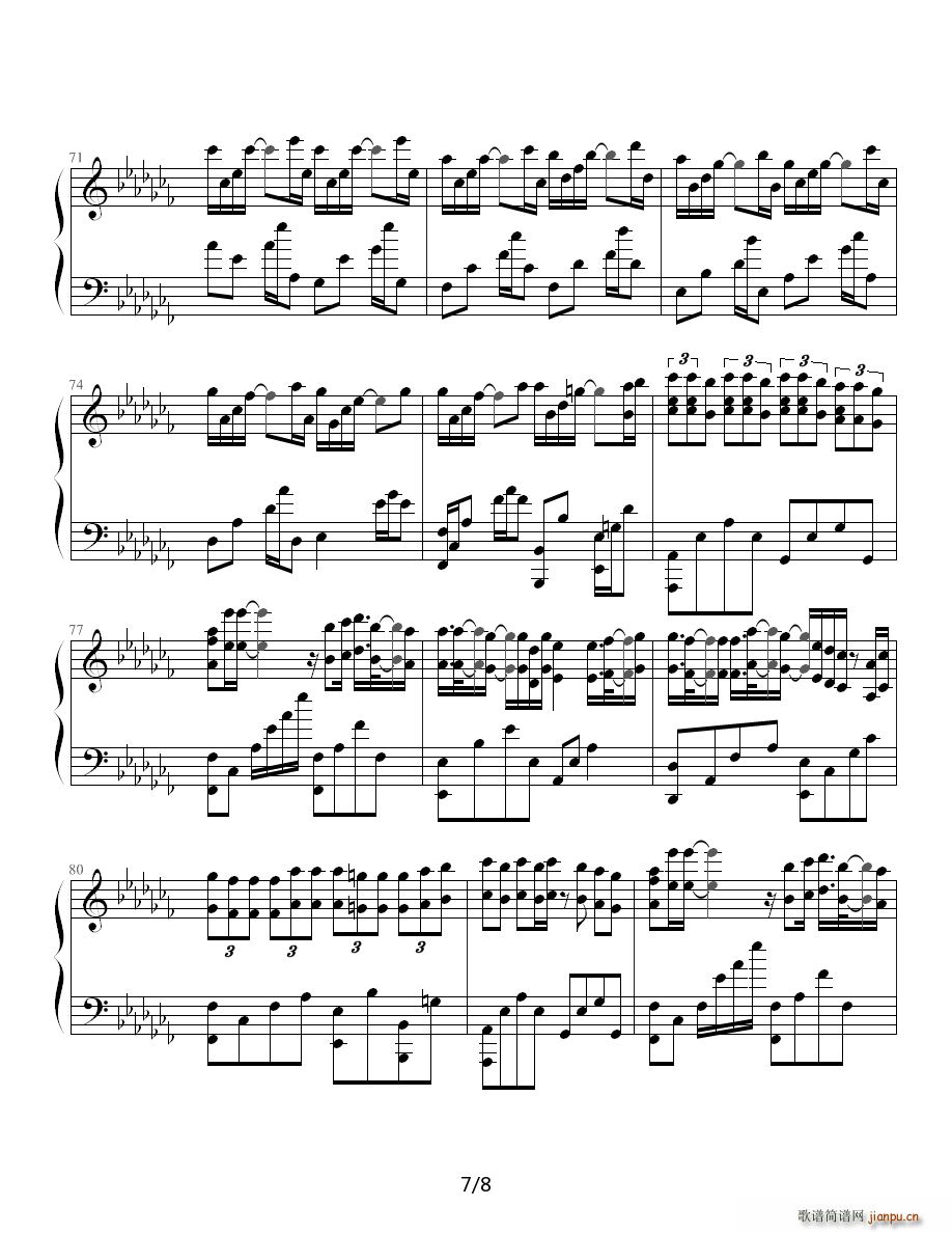 飘雪 韩剧 对不起我爱你 主题曲 陈冠宇钢琴独奏版 B调(钢琴谱)7