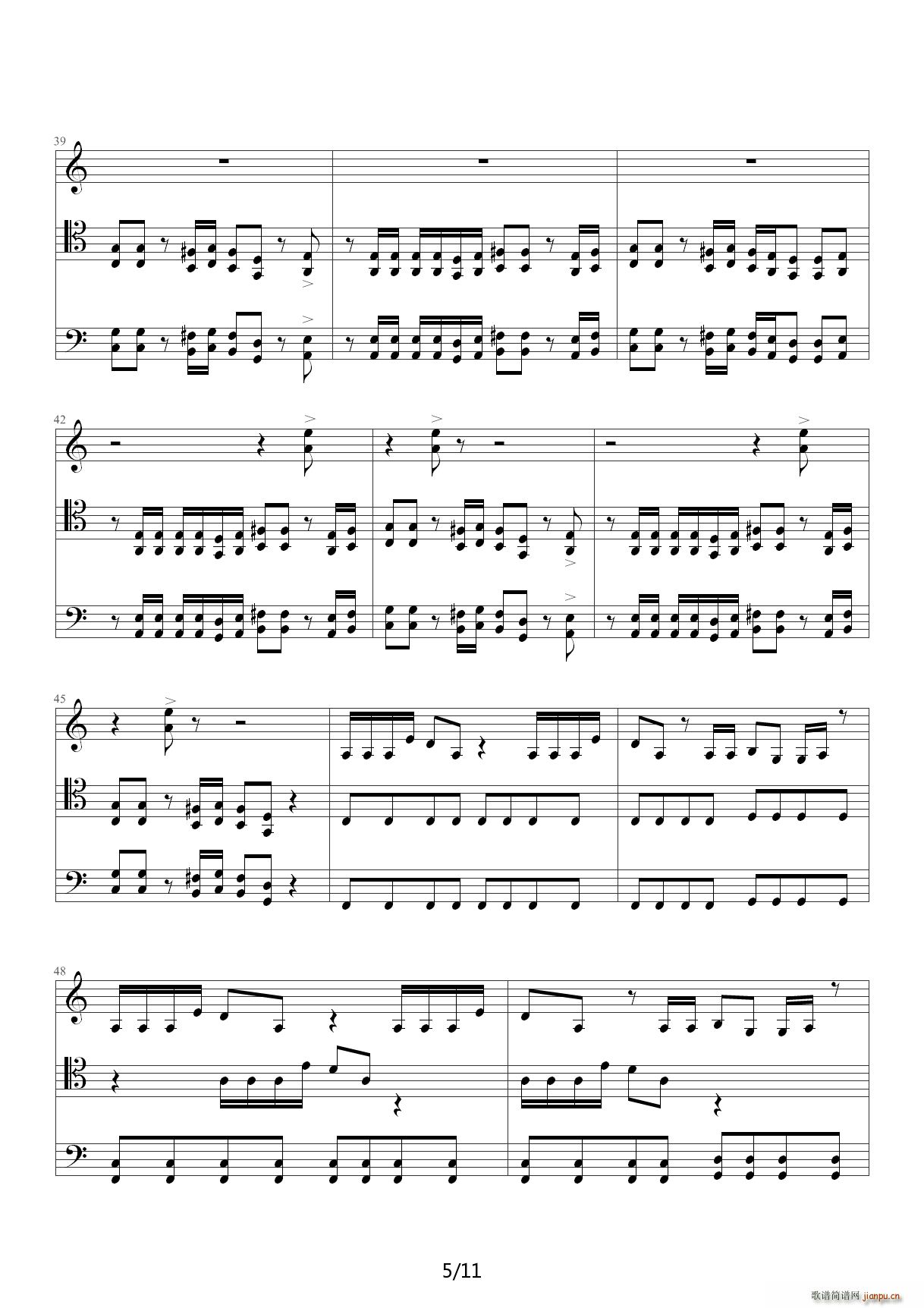 smooth criminal 大提琴版 C调(钢琴谱)5