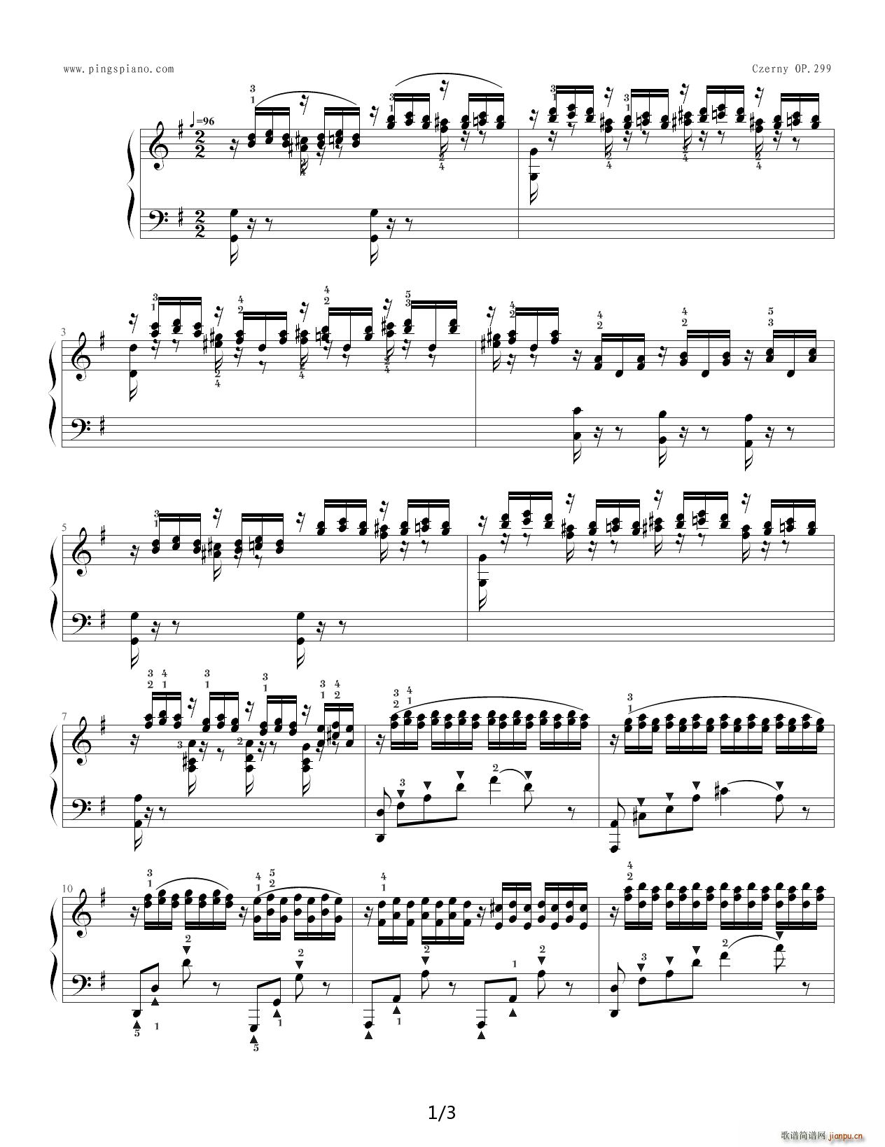 车尔尼299 No 38 G调(钢琴谱)1