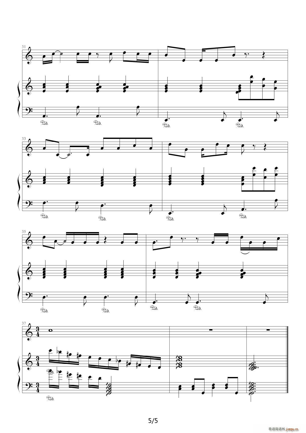 狮子座 弹唱版 C调(钢琴谱)5