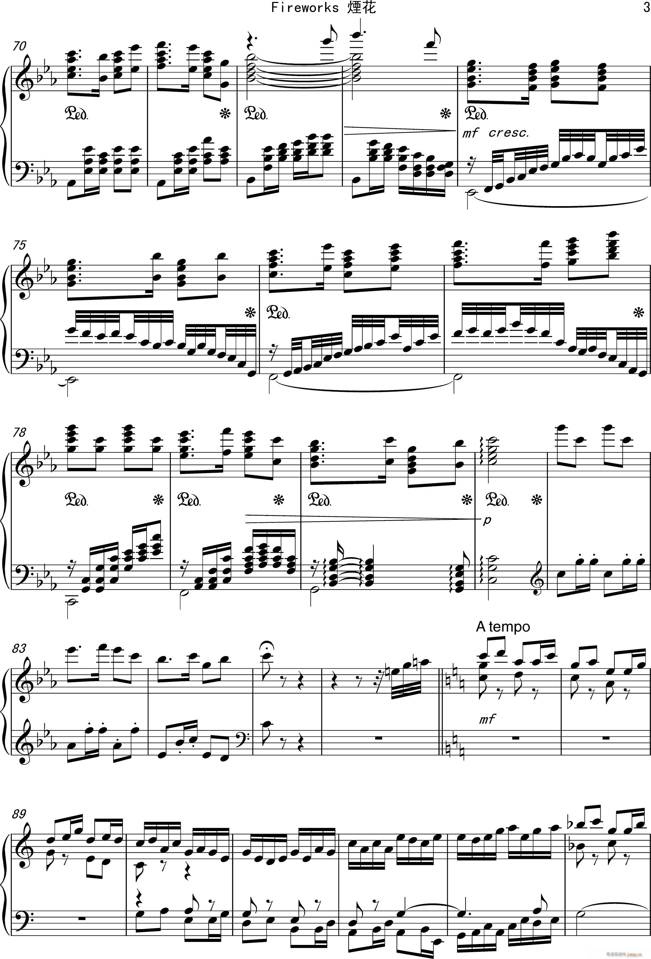煙花 中國爵士(钢琴谱)3