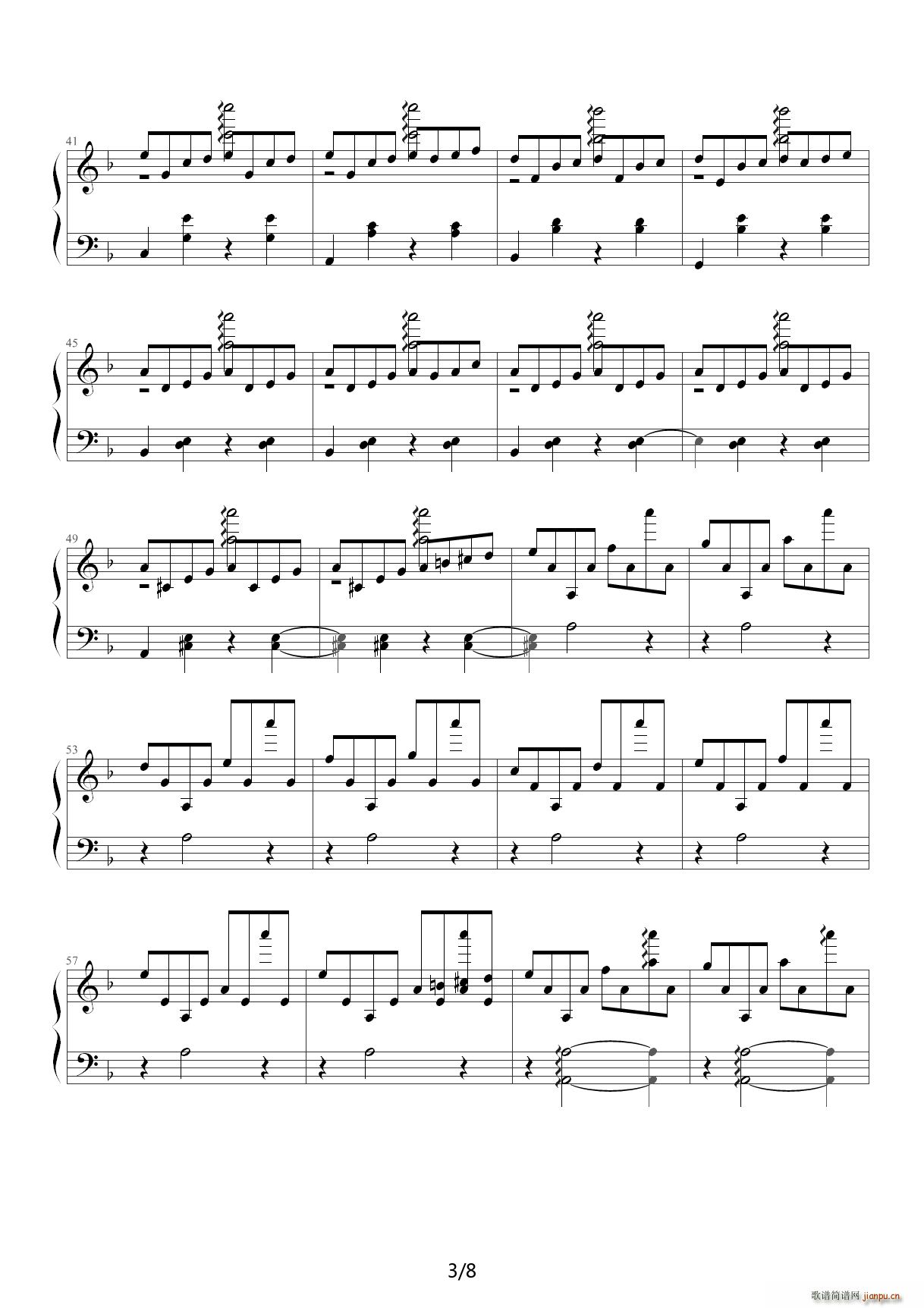 几度枫红 F调(钢琴谱)3