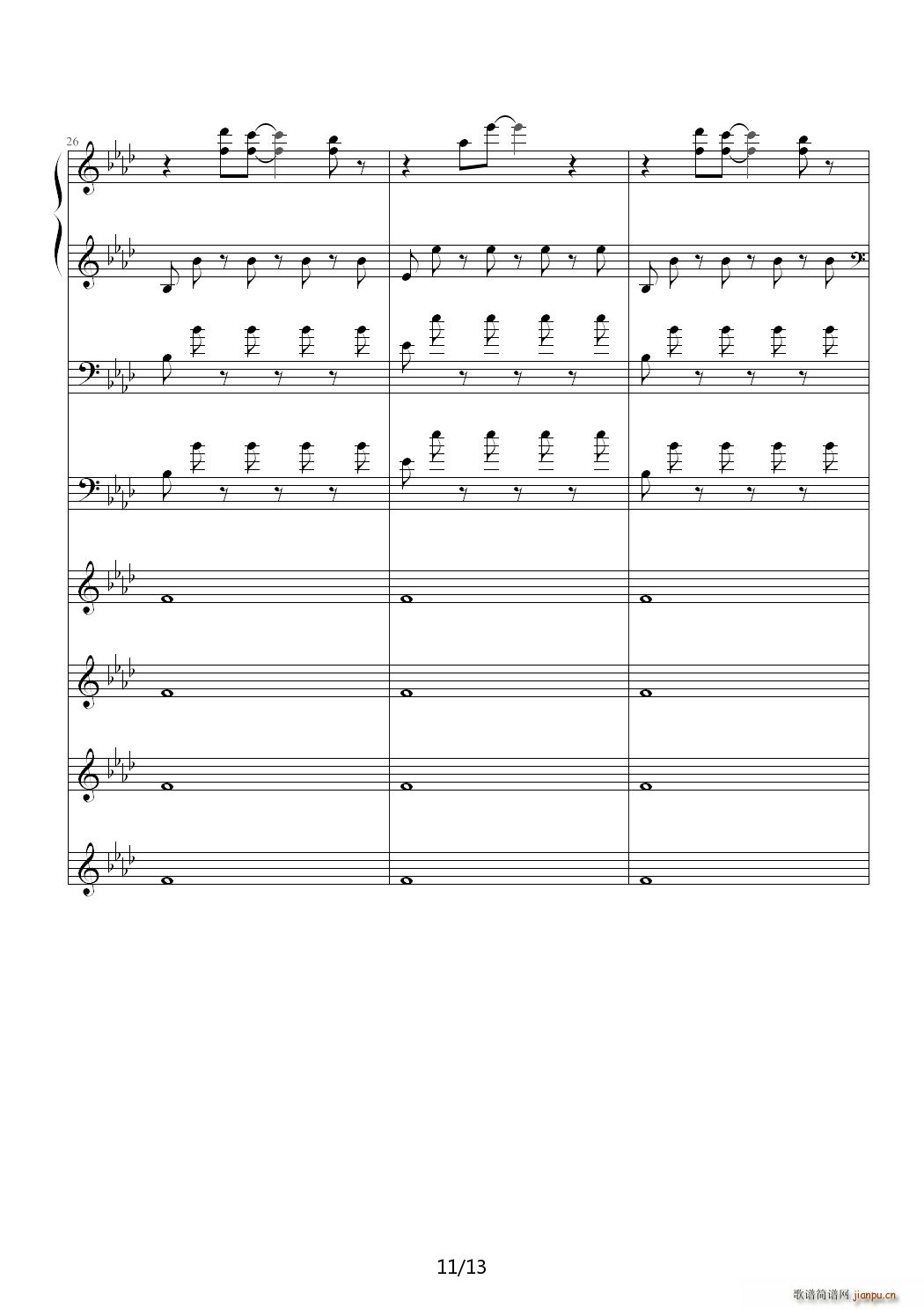 屋顶上的猫 降A调(钢琴谱)11