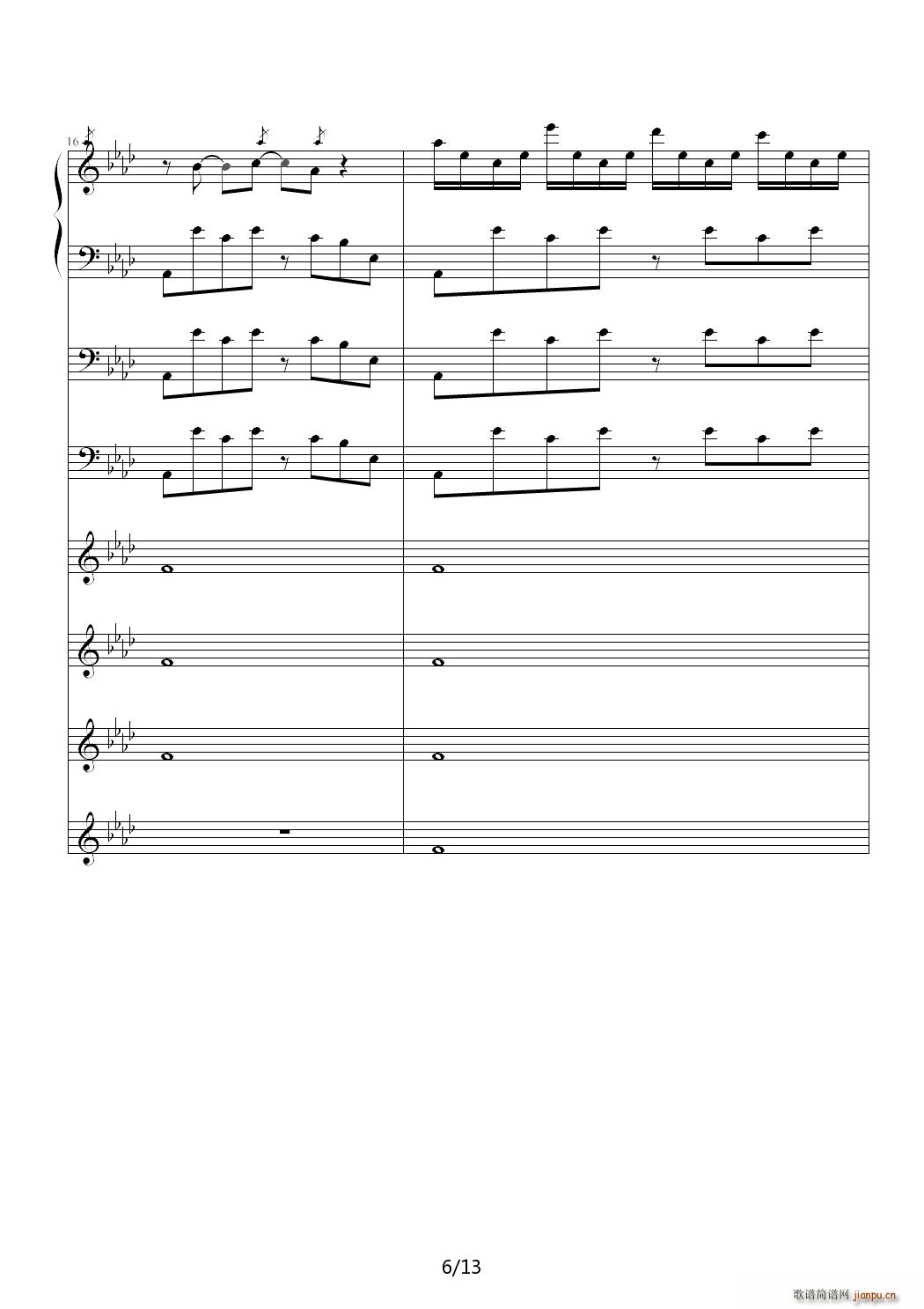 屋顶上的猫 降A调(钢琴谱)6