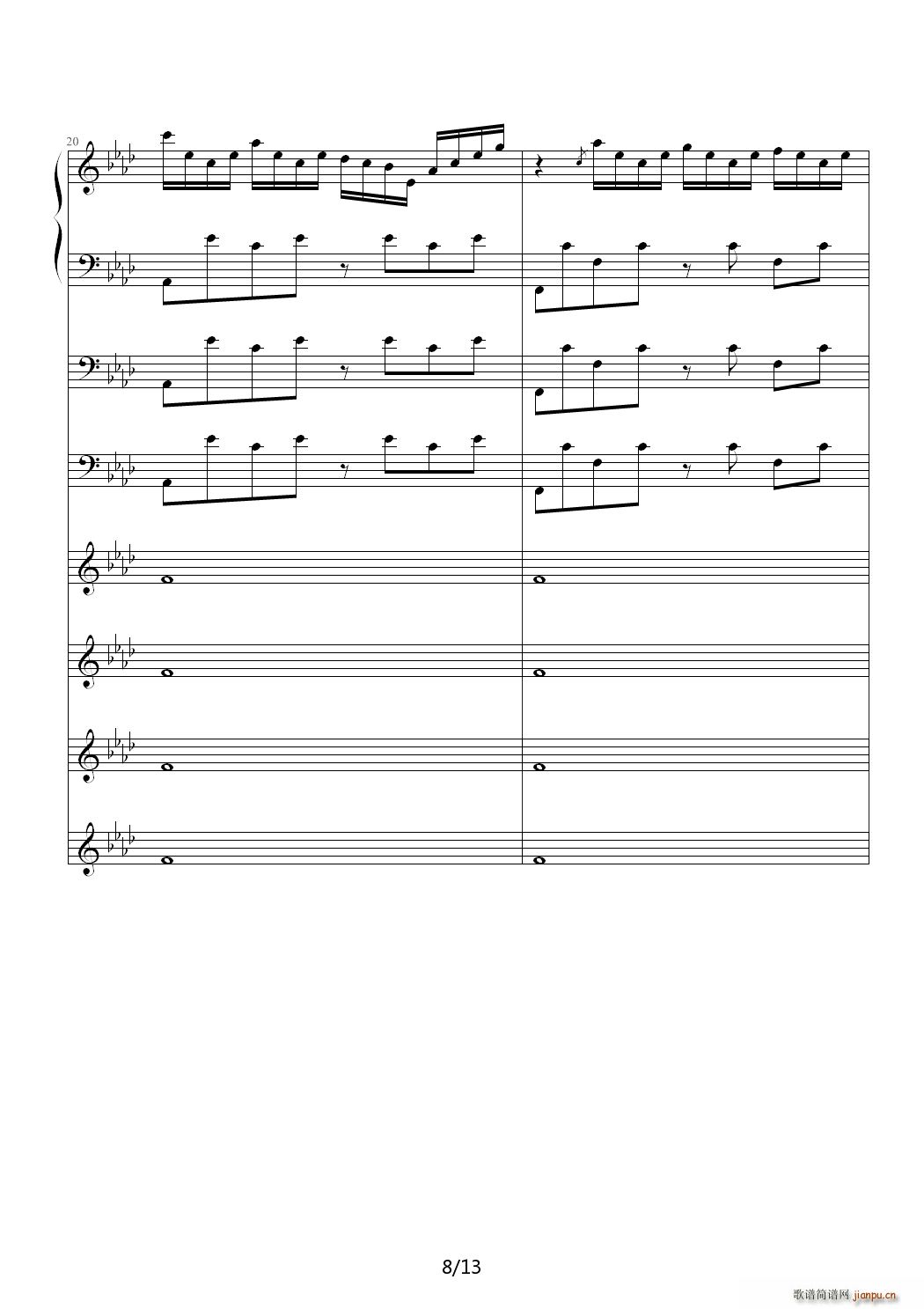 屋顶上的猫 降A调(钢琴谱)8