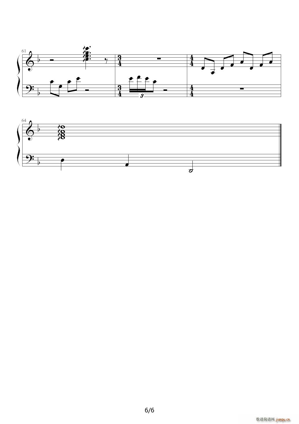 天使的翅膀 F调(钢琴谱)6