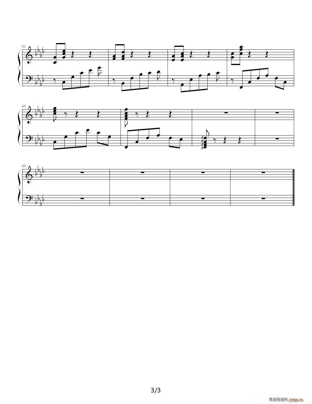 风过 花落 降A调(钢琴谱)3