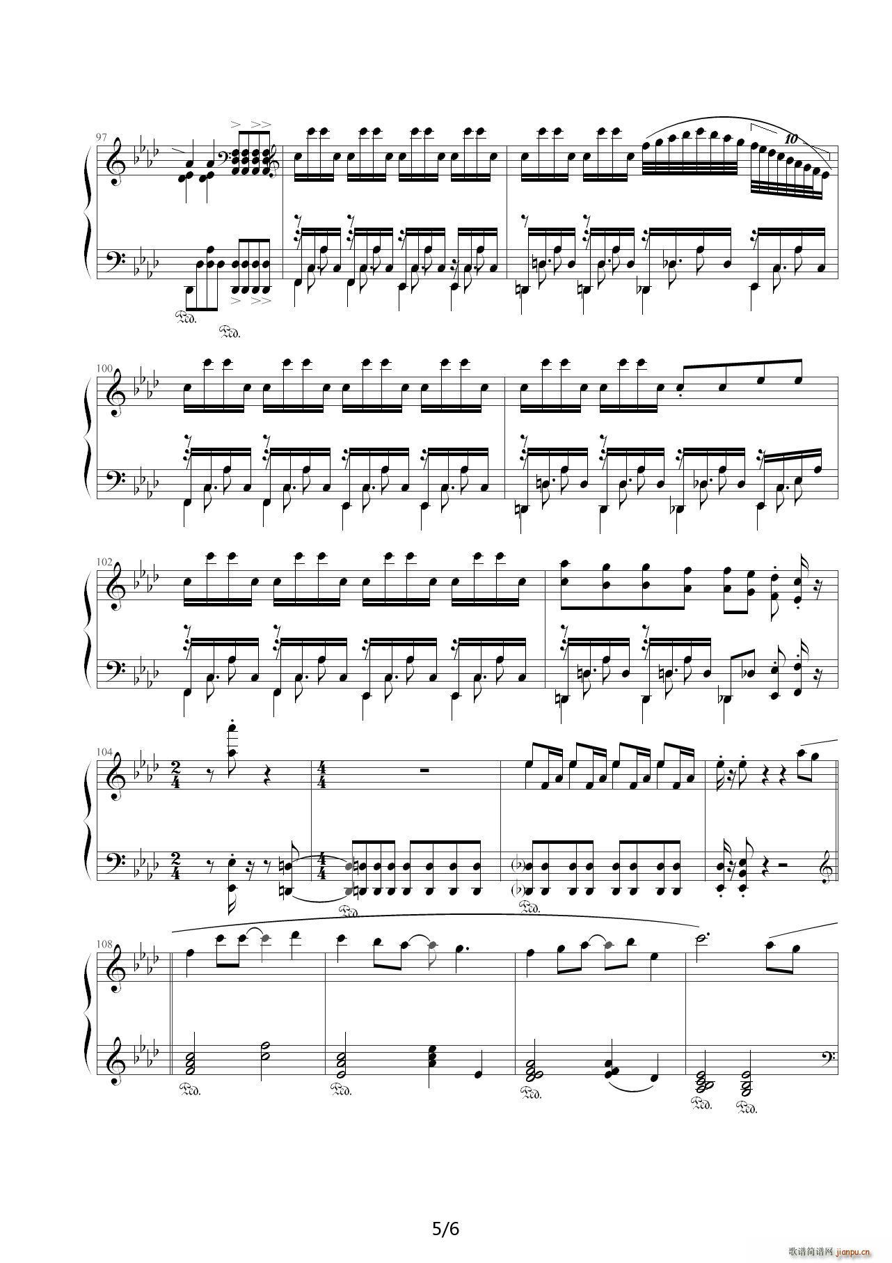 我们的纪念 完美钢琴独奏版 降A调(钢琴谱)5