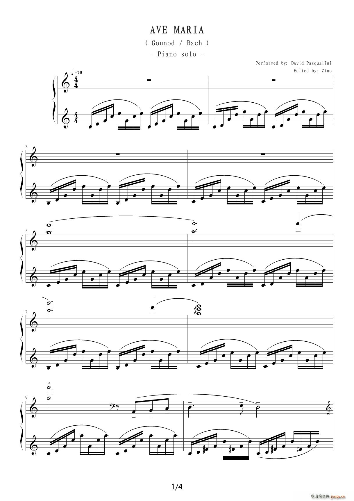 Ave Maria C调(钢琴谱)1