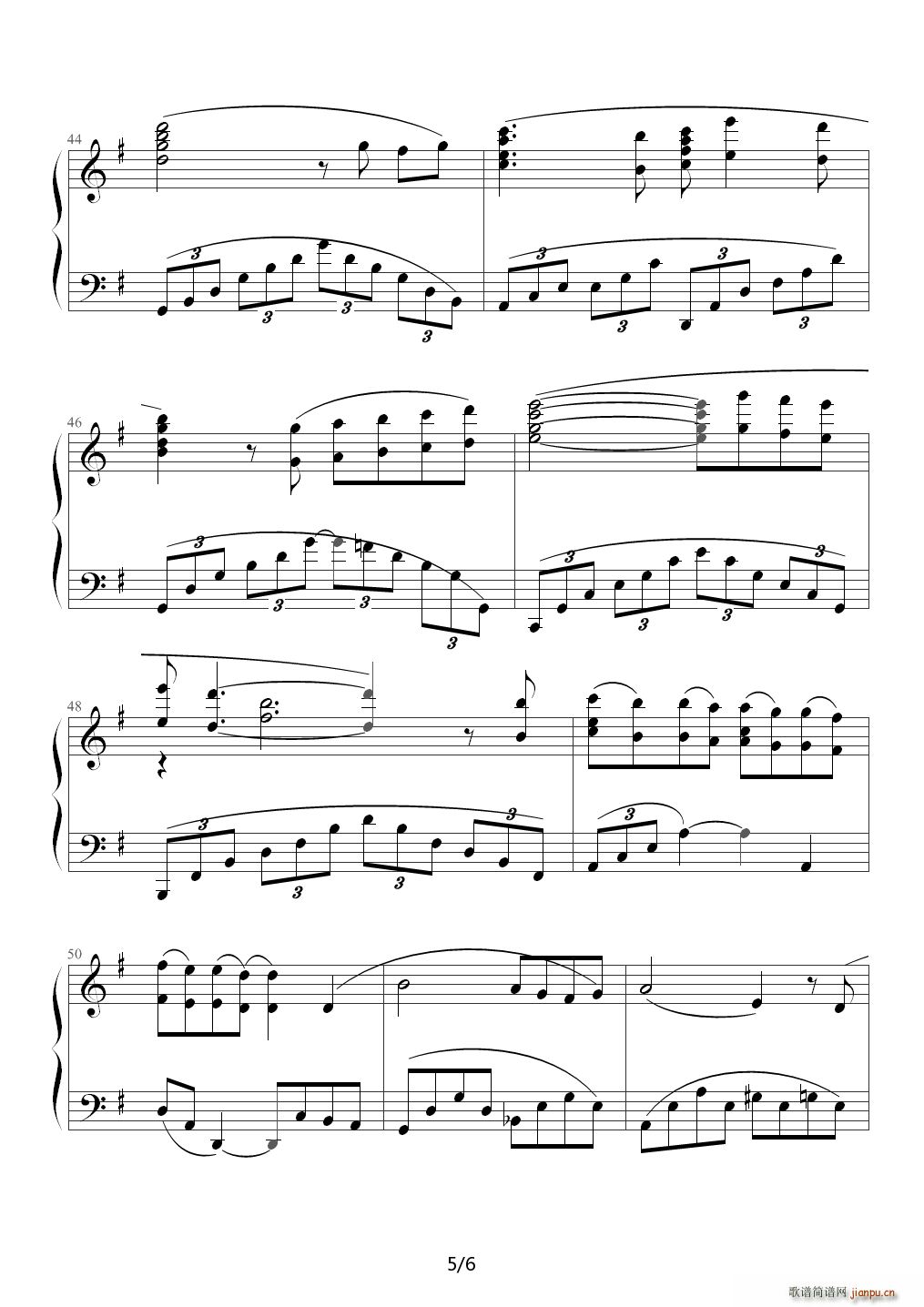 来自北国 G调(钢琴谱)5