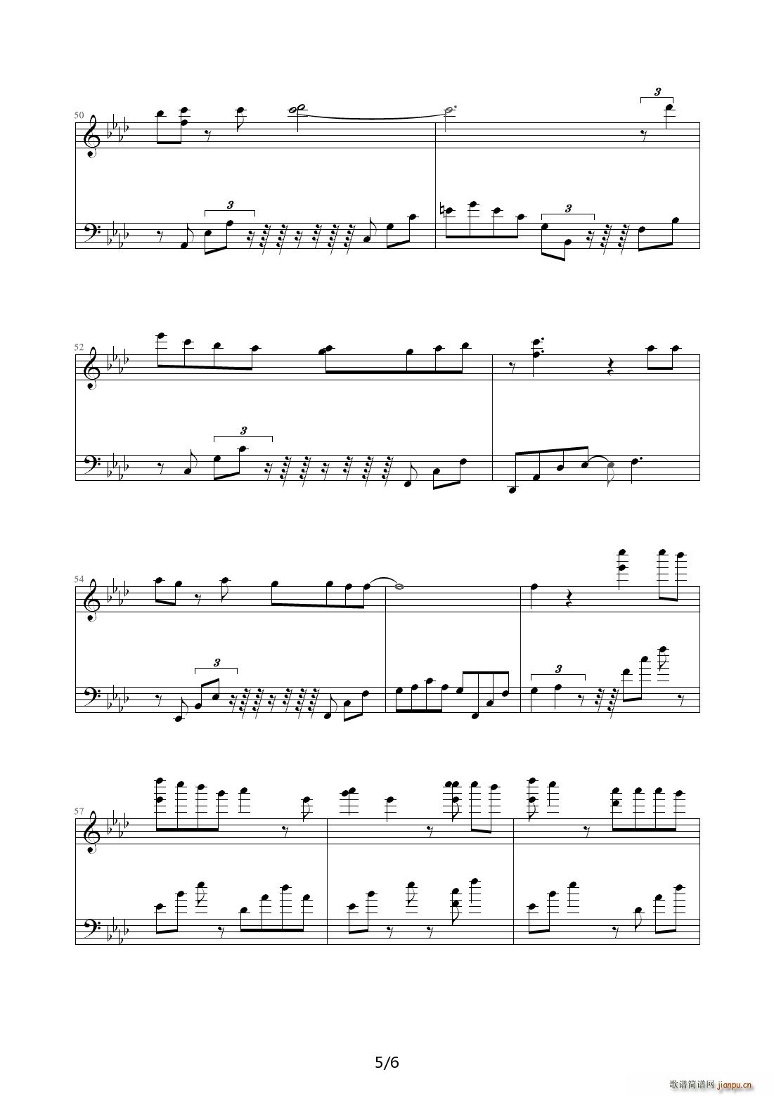 心痛的爱情 人鱼小姐 降A调(钢琴谱)5