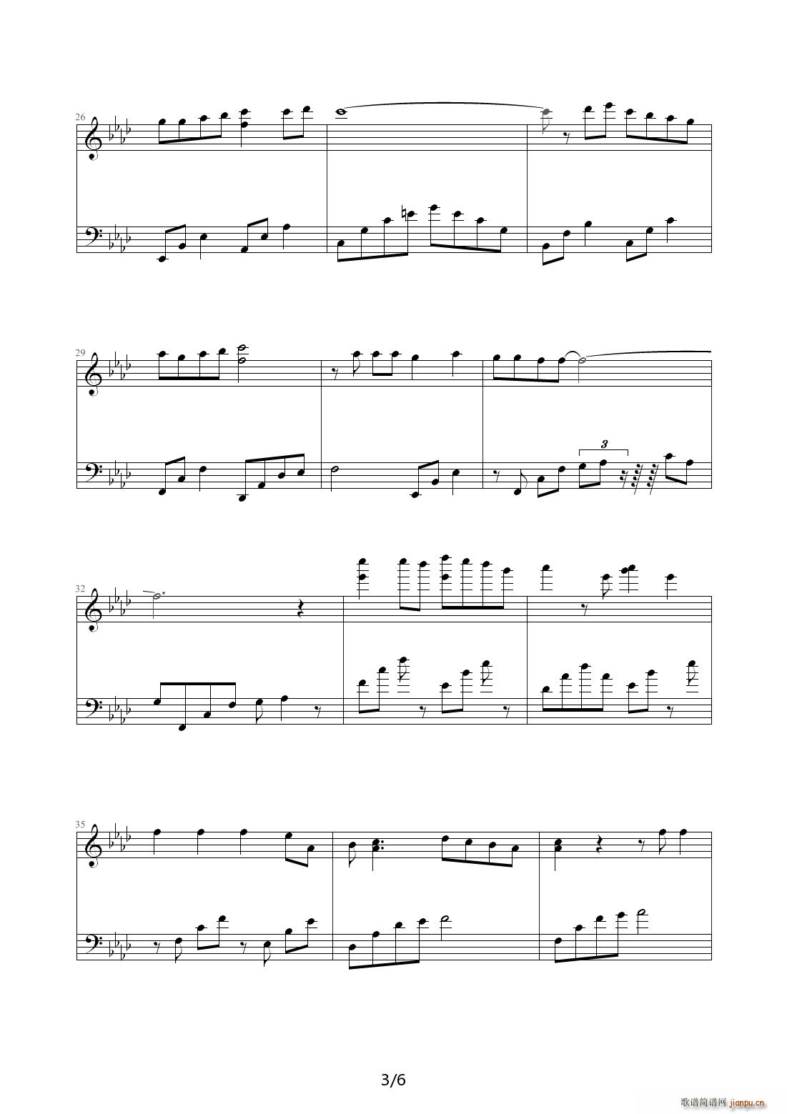 心痛的爱情 人鱼小姐 降A调(钢琴谱)3