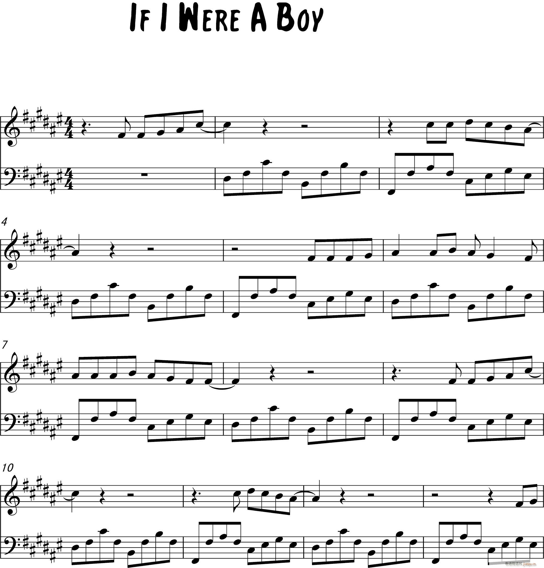 If I Were A Boy(钢琴谱)1