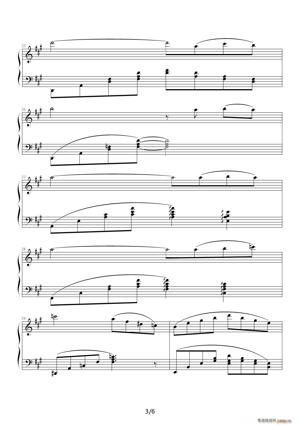 梦中女 原名不雅 换之 A调(钢琴谱)3