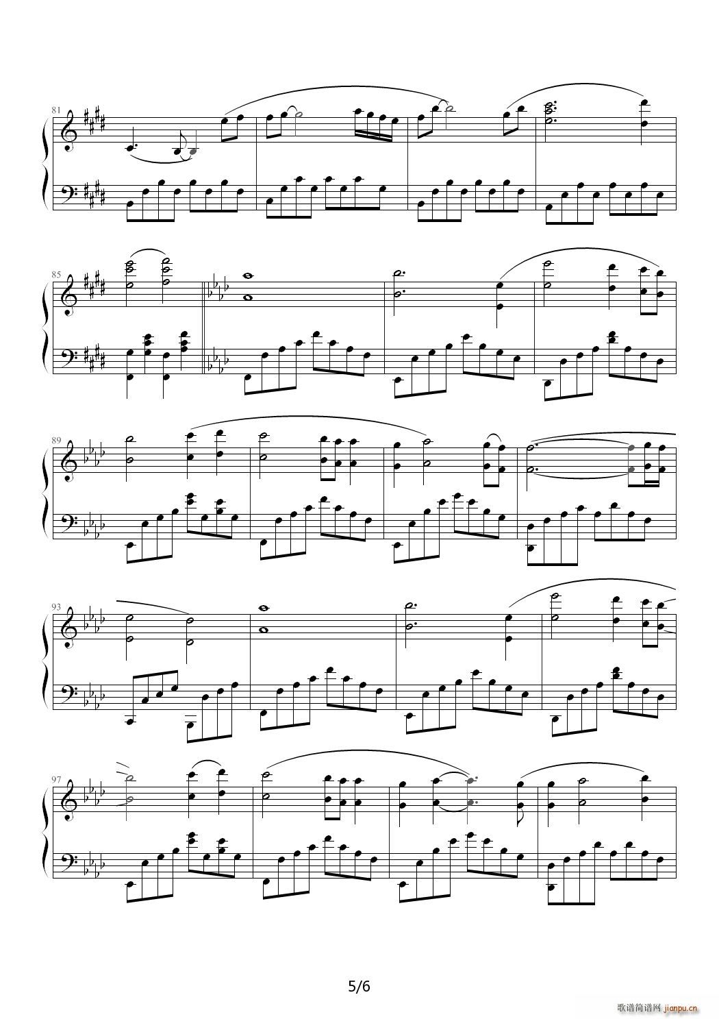 泰坦尼克主题曲 我心永恒(钢琴谱)5