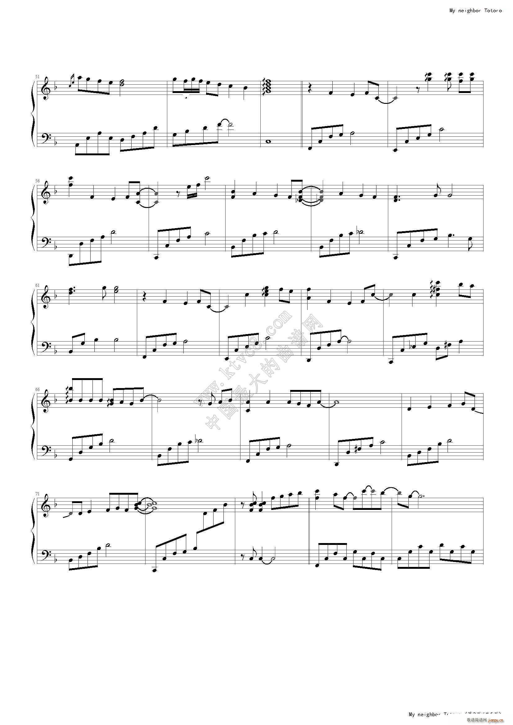 My neighbor Totoro 豆豆龙 龙猫 久石让(钢琴谱)3
