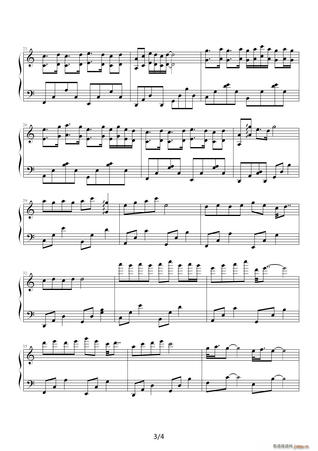 动人的回忆钢琴版 C调(钢琴谱)3