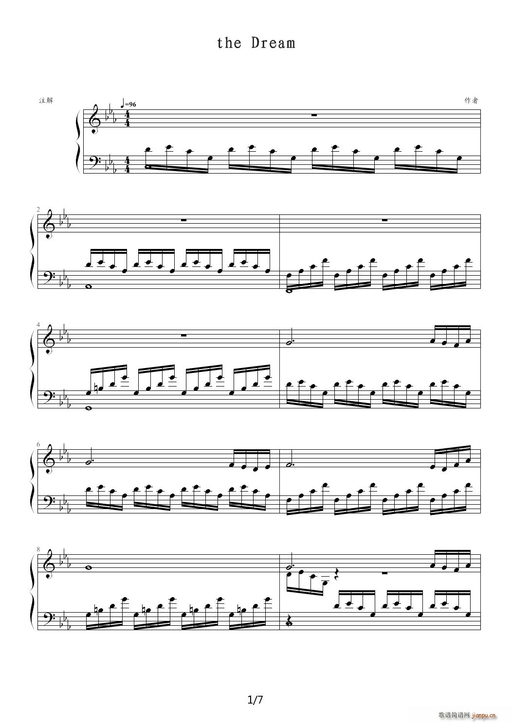 the Dream 降E调(钢琴谱)1