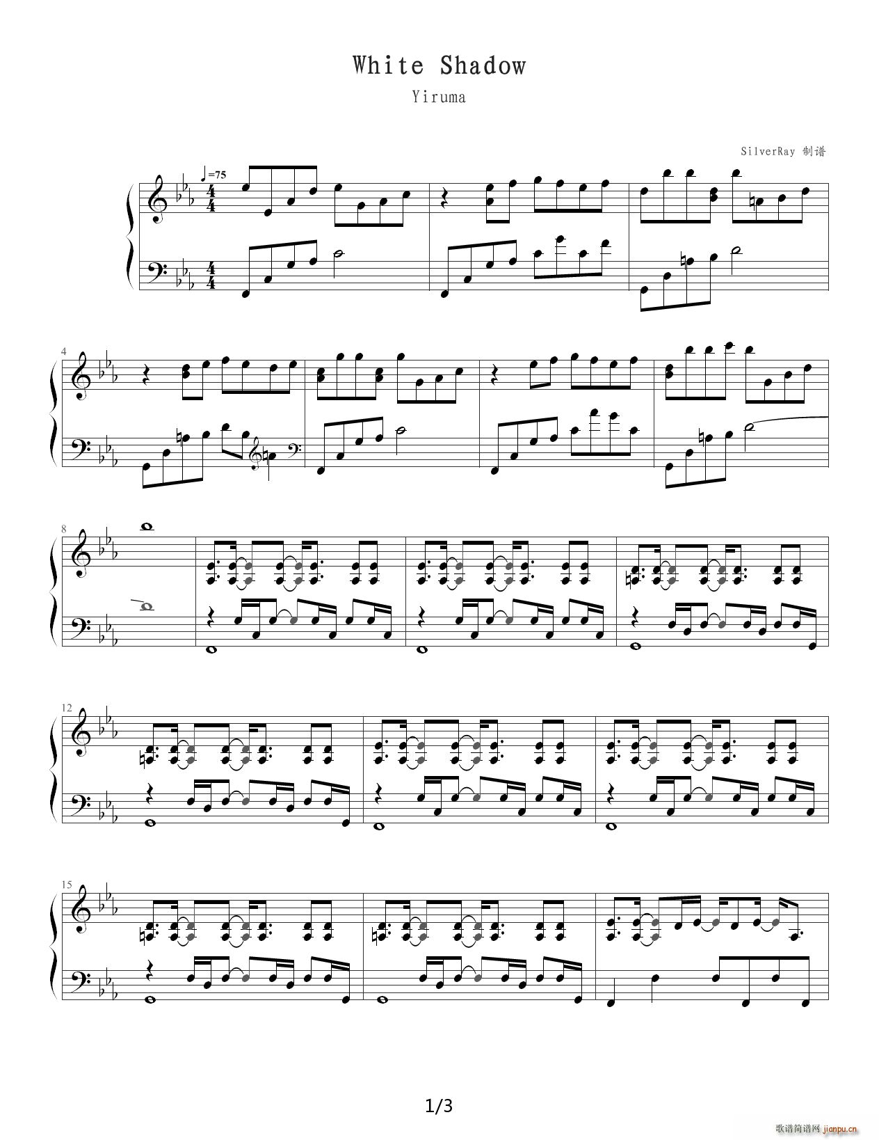 White Shadow 降E调(钢琴谱)1