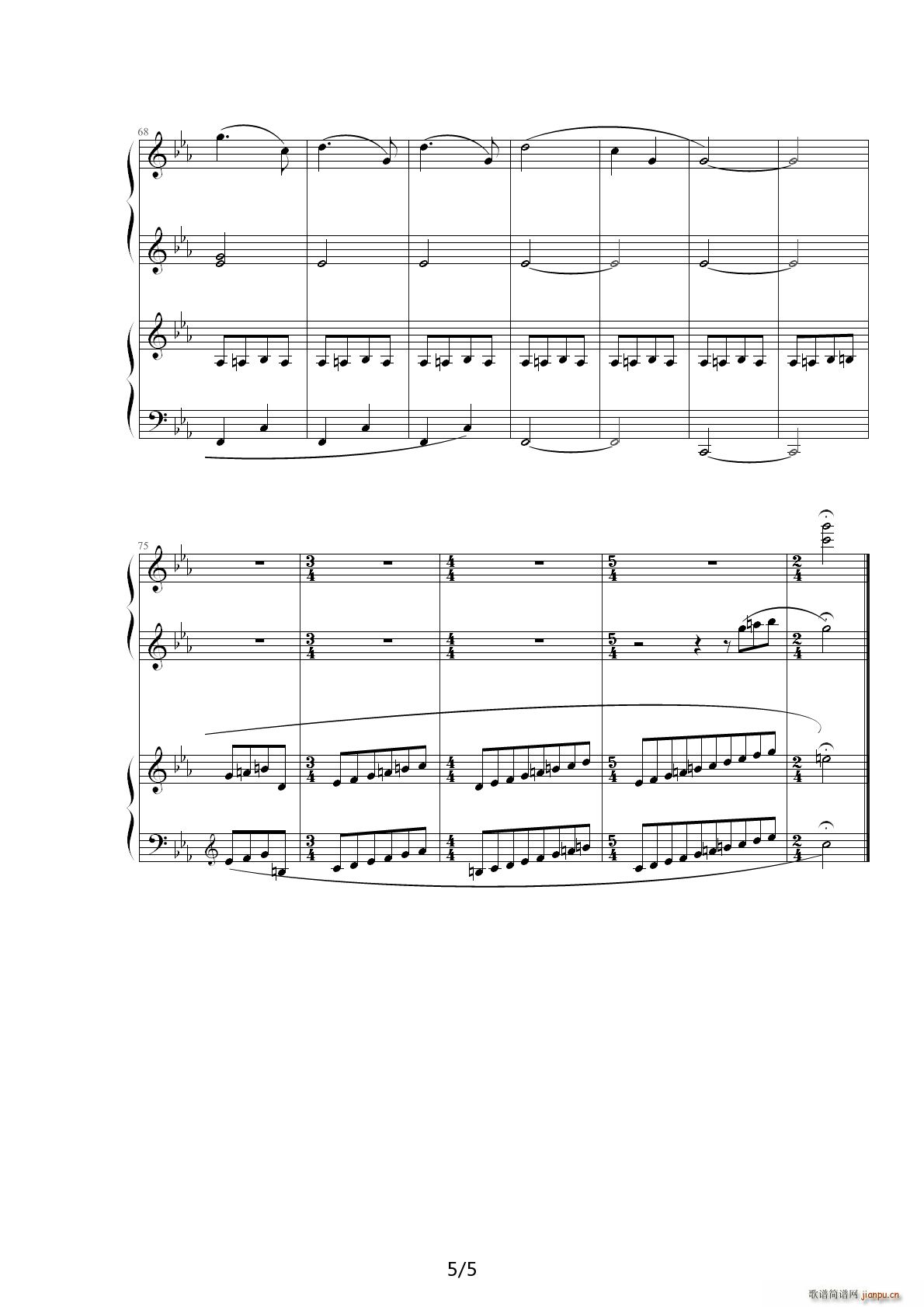 四手联弹 拉威尔 鹅妈妈 组曲5首 鹅妈妈II 小拇指(钢琴谱)5