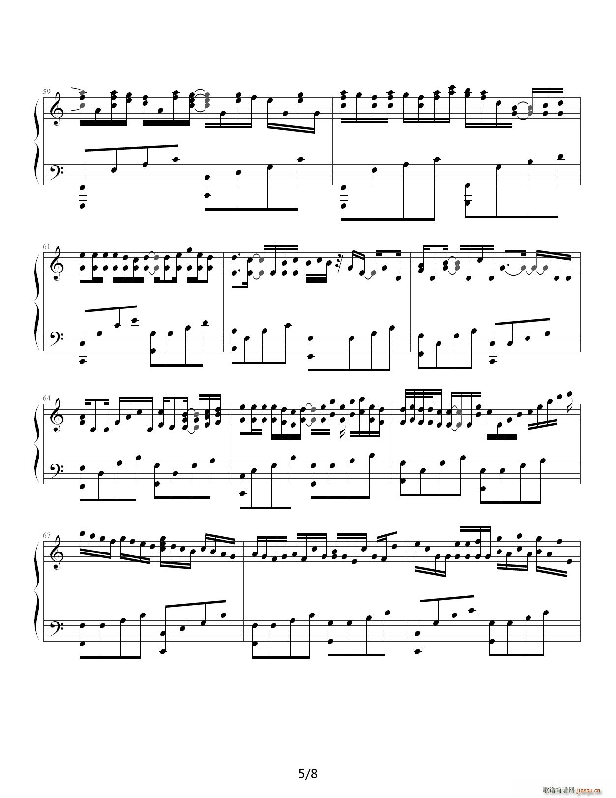 卡农 乔治温斯顿 现场版 C调(钢琴谱)5