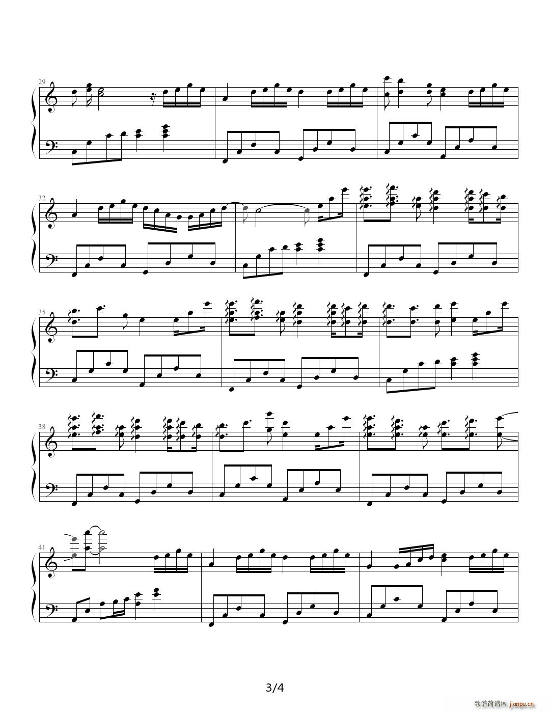 窗外雪 C调(钢琴谱)3