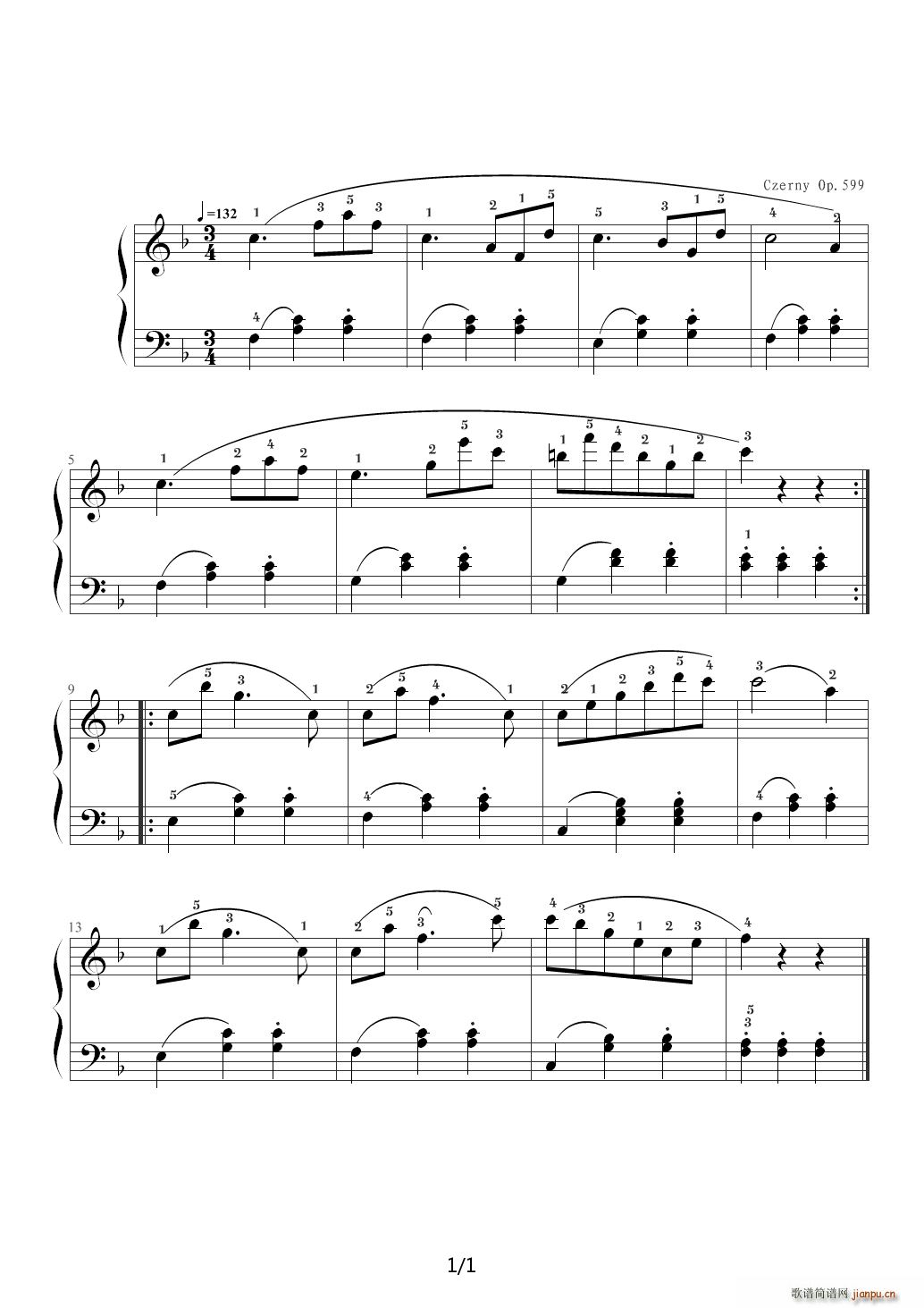 车尔尼599 NO 47 F调(钢琴谱)1