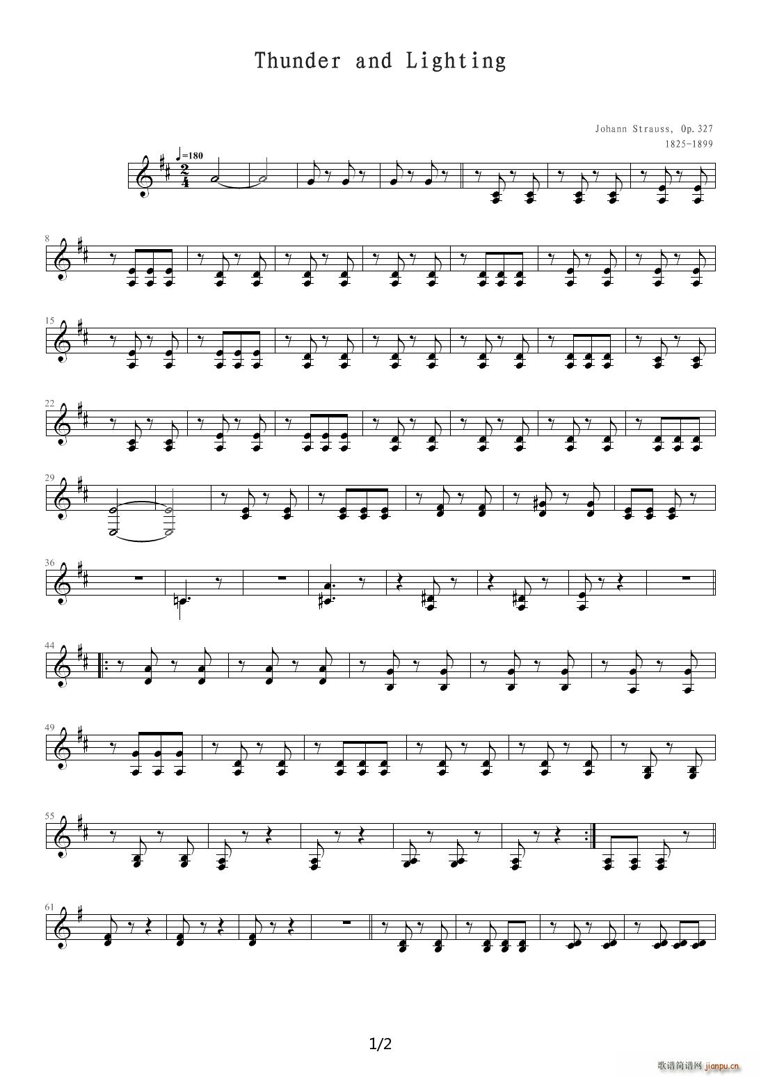 雷鸣电闪波尔卡 管弦乐 07雷鸣电闪波尔卡 Cor III(钢琴谱)1