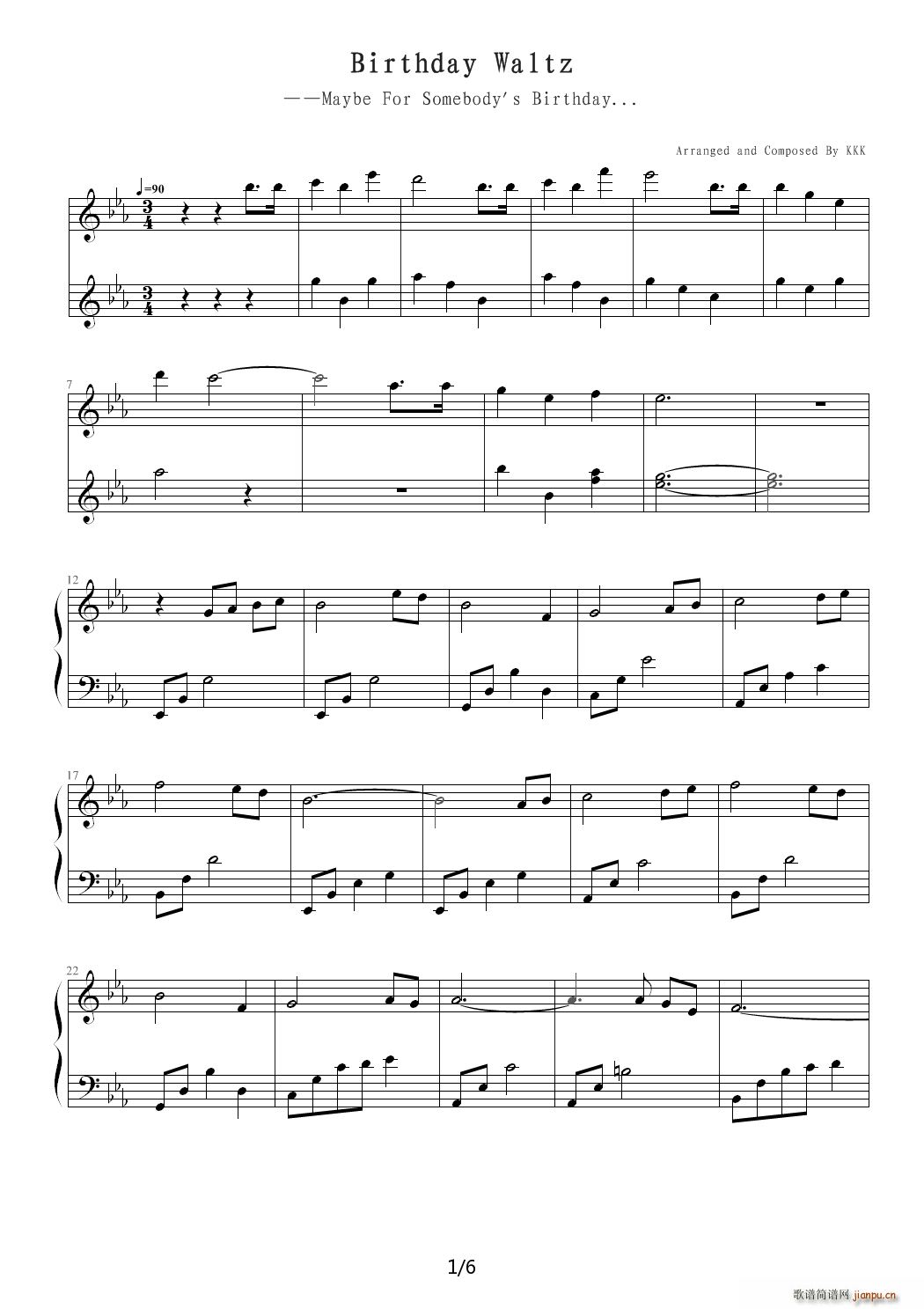 Birthday Waltz 降E调(钢琴谱)1